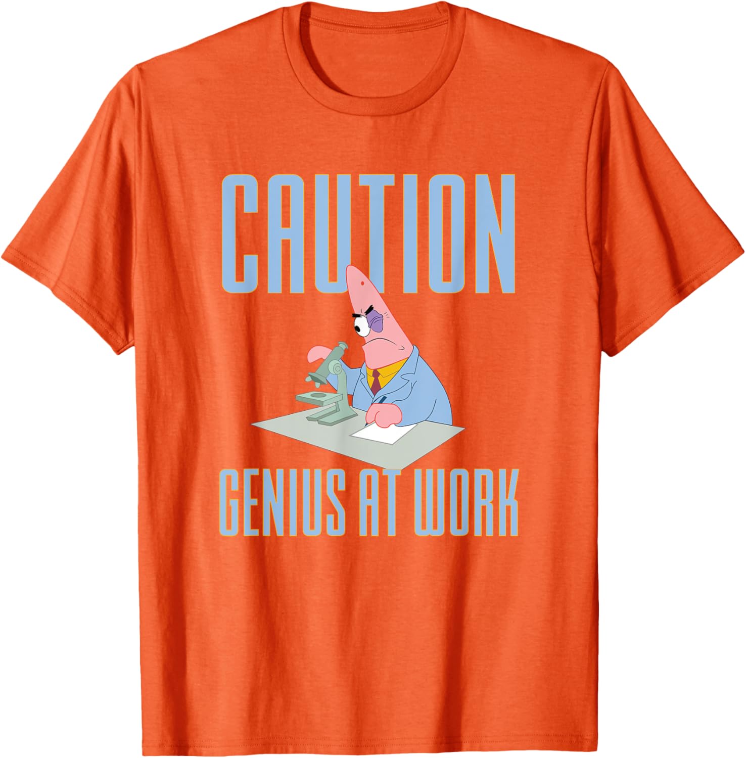 Mademark SpongeBob Patrick Star Caution Genius at Work T-Shirt for Fans - 10