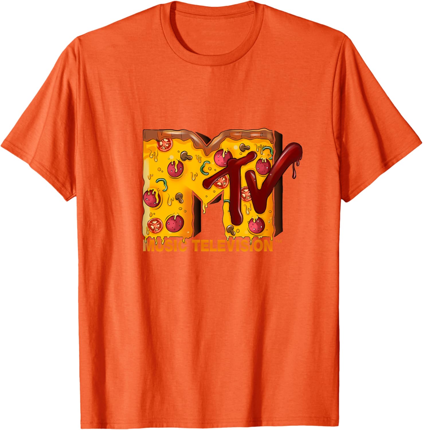 Mademark x MTV Pizza Lover T-Shirt Original MTV Logo Fun Design - 14
