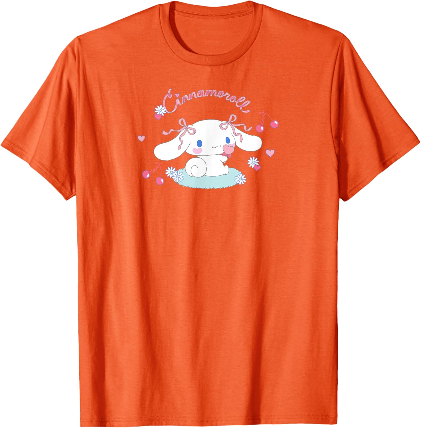 Cute SANRIO Cinnamoroll Cherry Love T-Shirt for All Seasons - White Small - 18