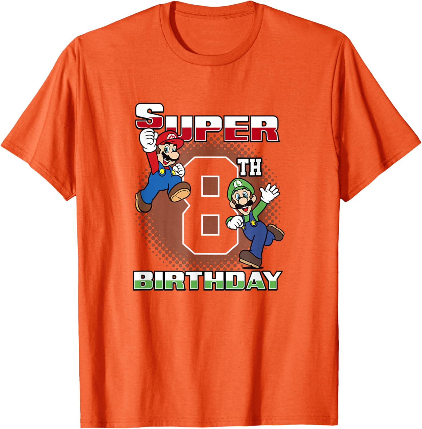 Super Mario Bros Birthday T-Shirt for 8th Birthday Fun with Mario & Luigi - 12