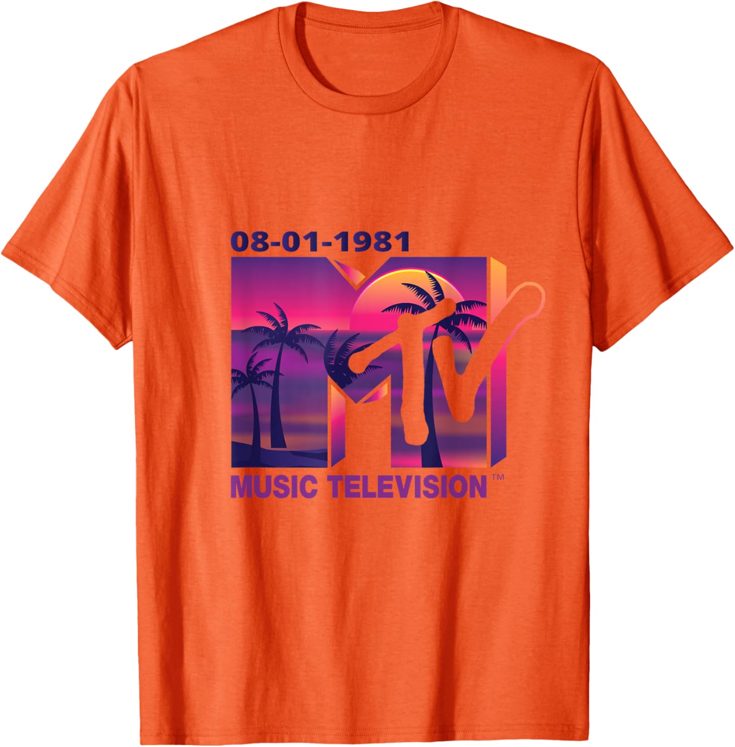 Mademark x MTV 1981 Logo T-Shirt with Purple Palms in Sunset Design - 19