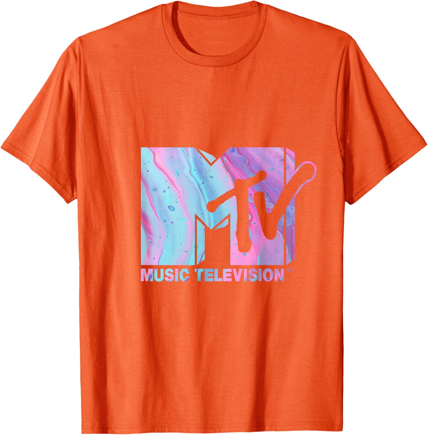 Mademark x MTV Fluid Logo T-Shirt in Pink and Blue for Stylish Wear - 9