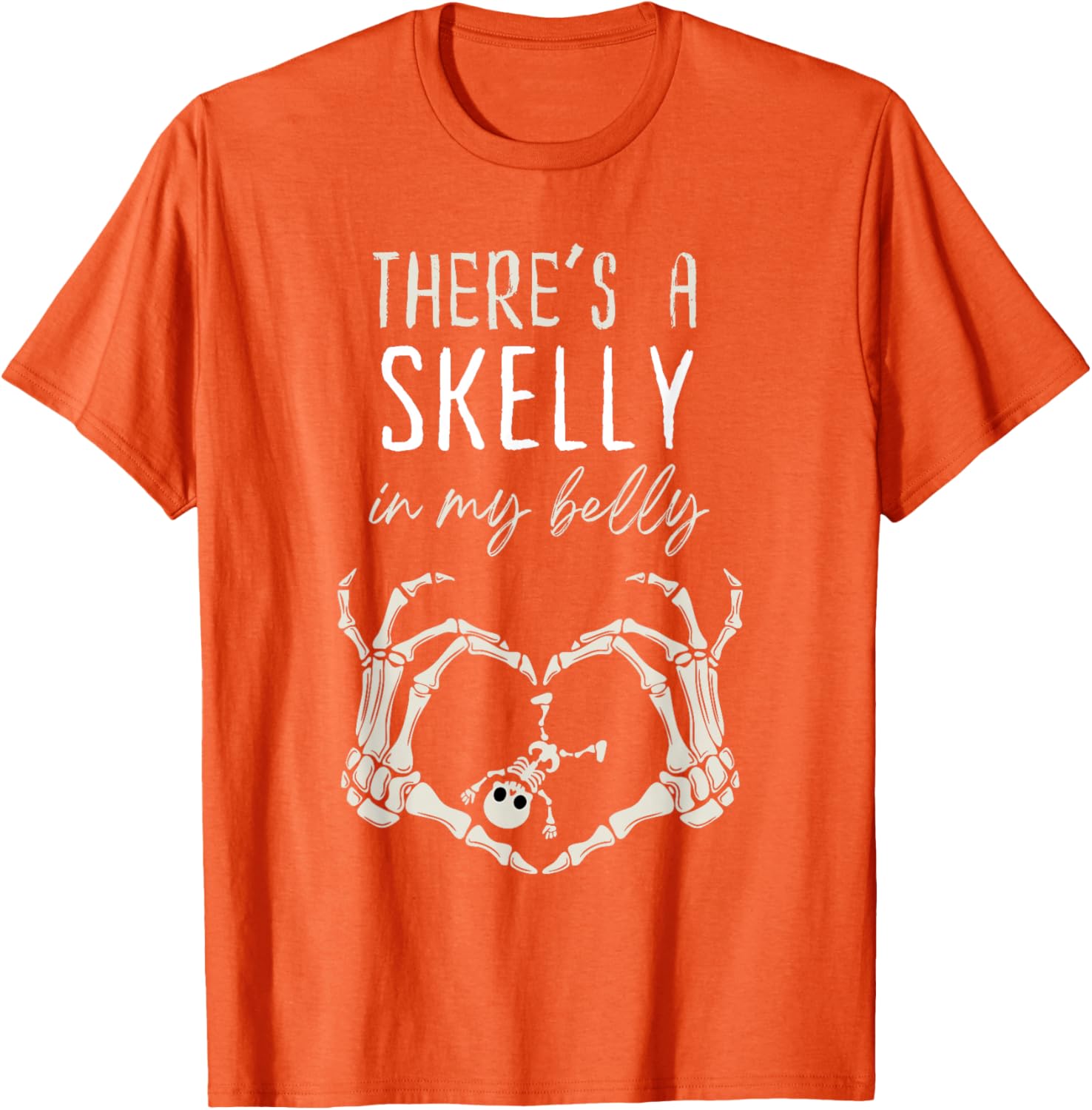 Funny Skeleton Skelly in My Belly Pregnant Halloween T-Shirt for Moms - 8