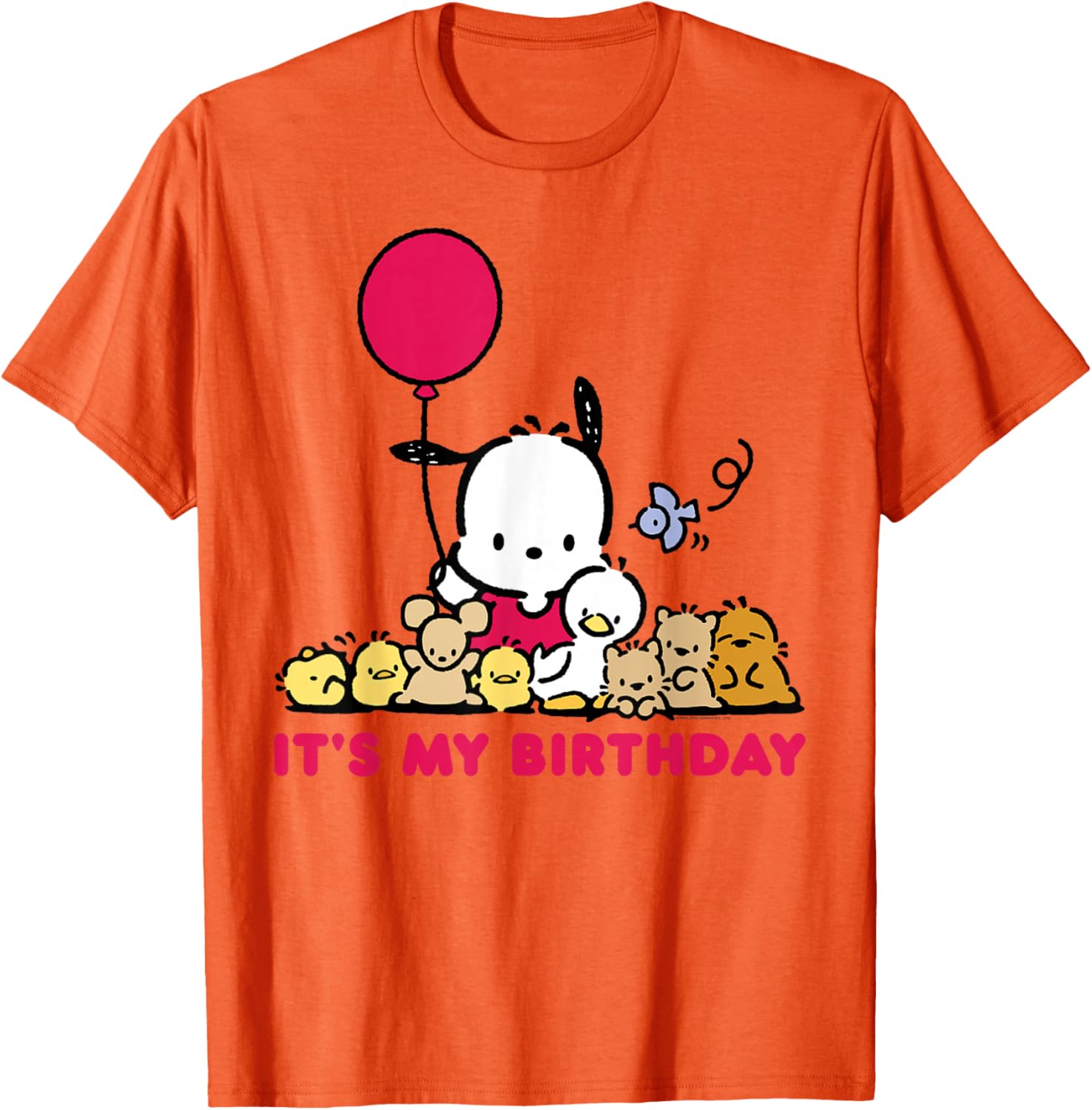 Pochacco Birthday T-Shirt for Adults, Grey Short Sleeve Classic Fit - 9