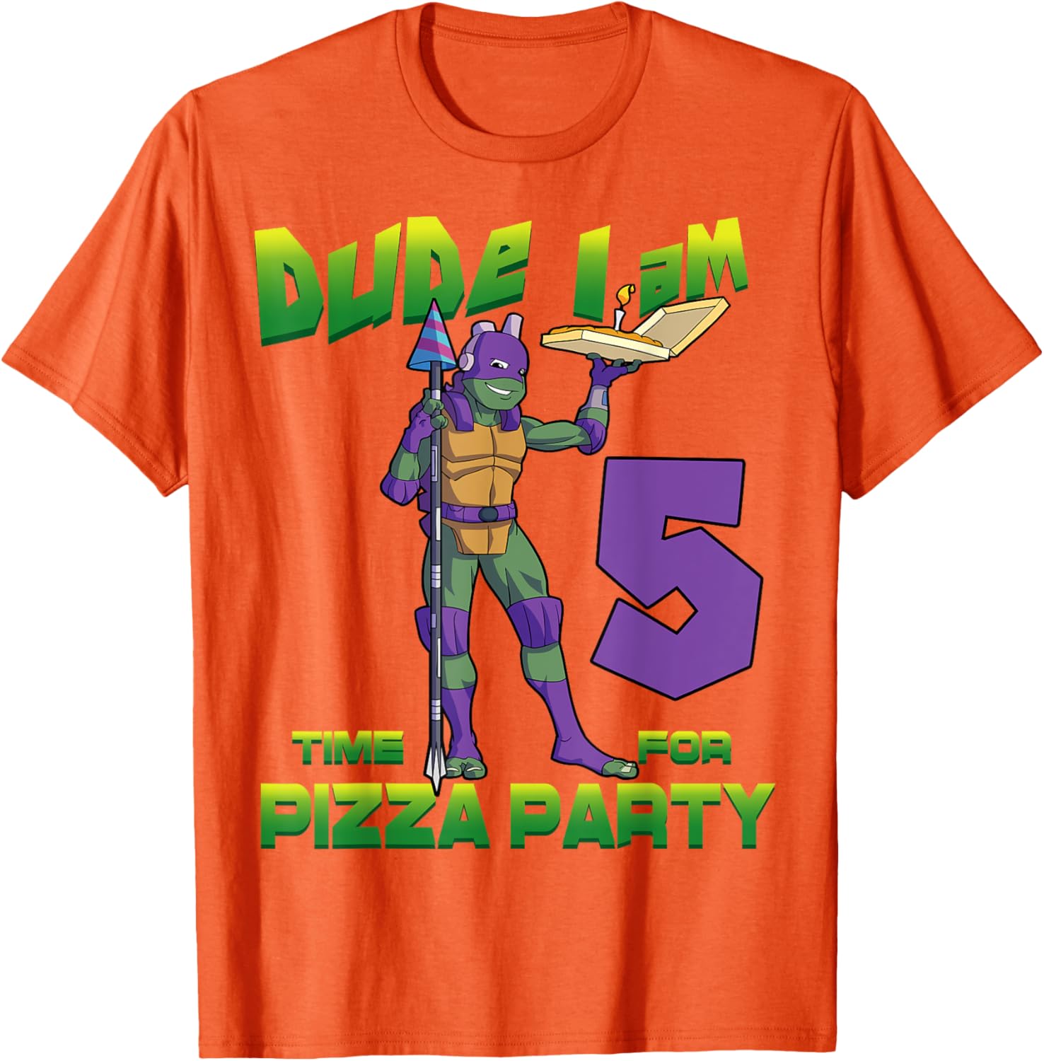 Mademark x TMNT Donnie Pizza Birthday T-Shirt for 5 Year Olds - 15