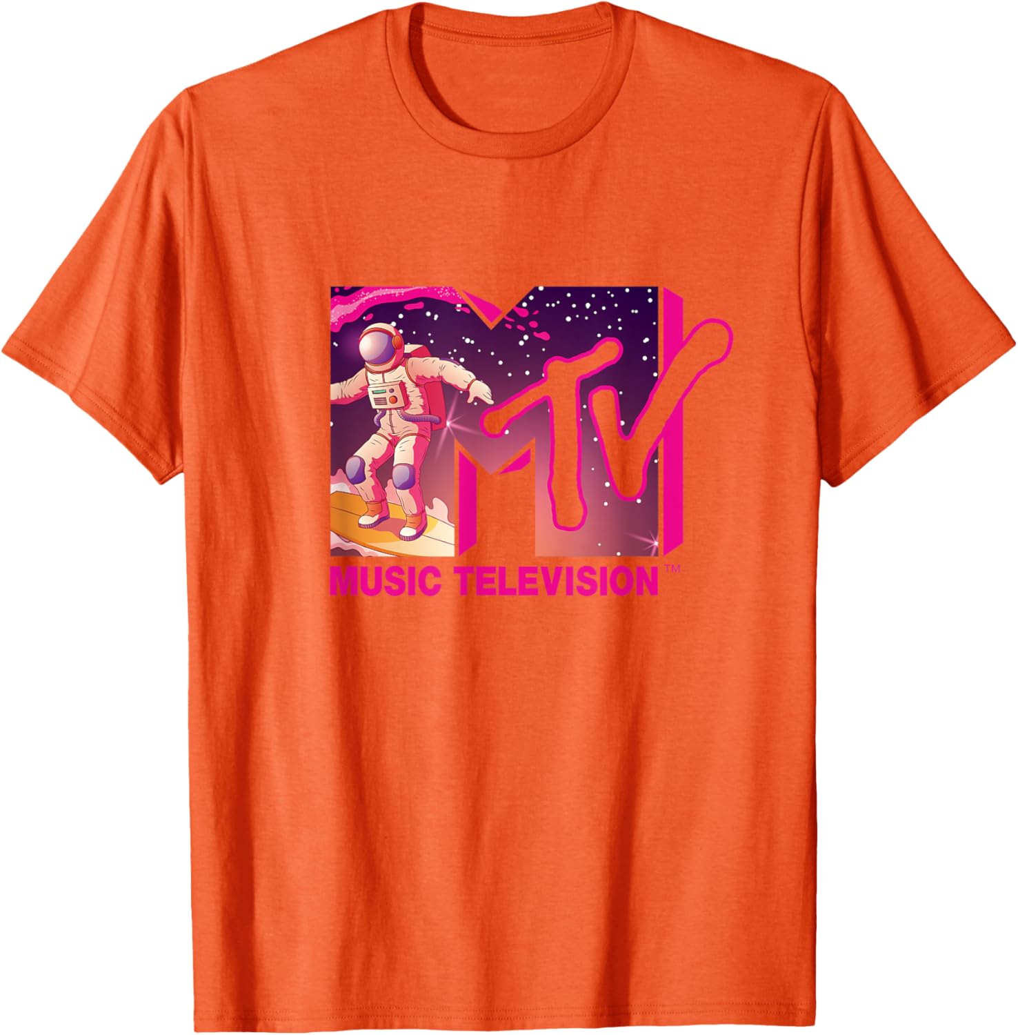 Mademark x MTV Surfing Astronaut Space T-Shirt - Official MTV Logo Tee - 1