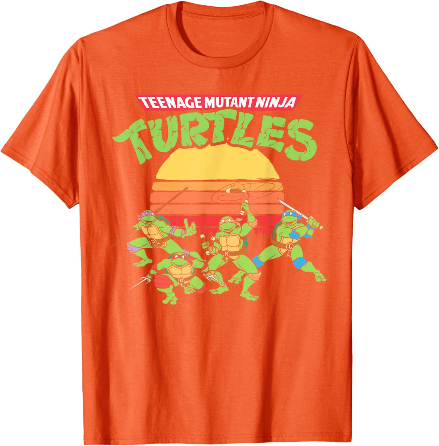 Mademark Teenage Mutant Ninja Turtles Retro Logo Eighties Sunset T-Shirt - 1