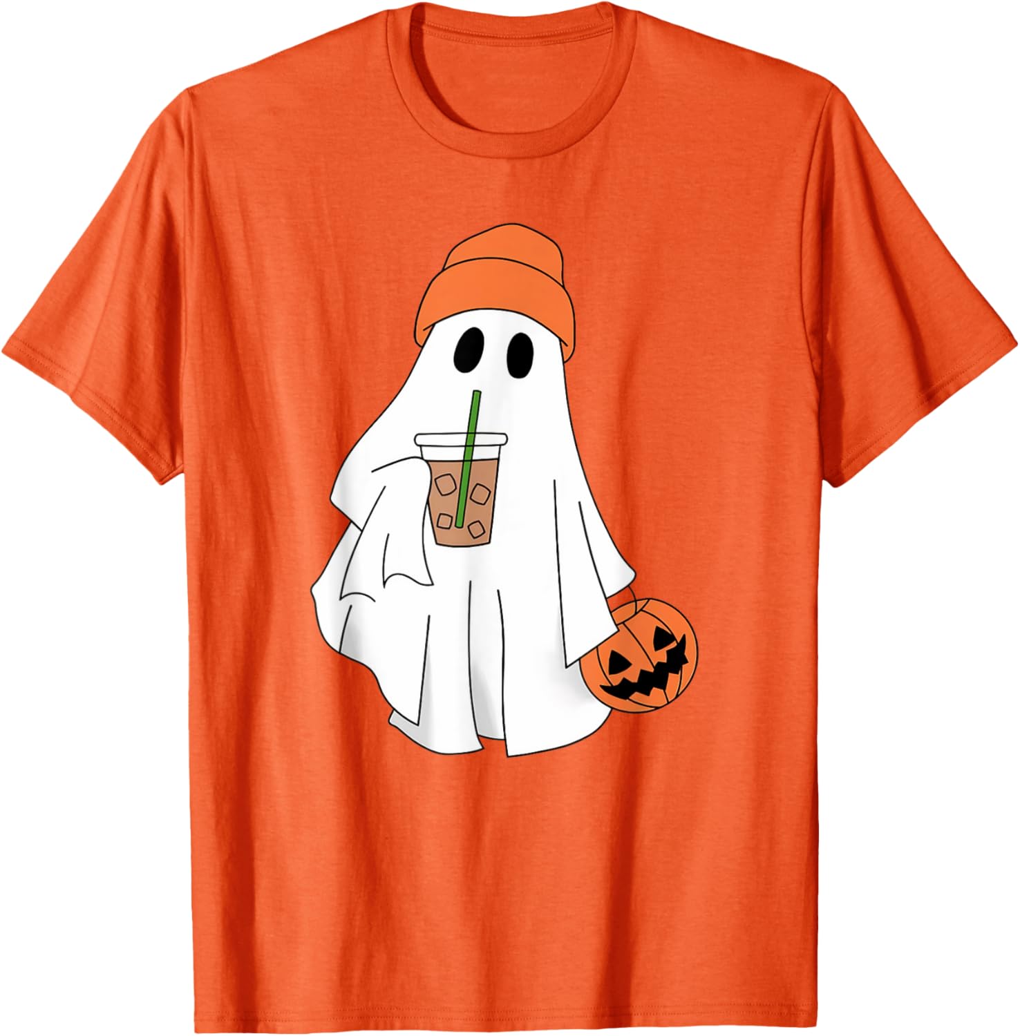 Halloween Ghost Drinking Coffee T-Shirt for Men and Women - 11