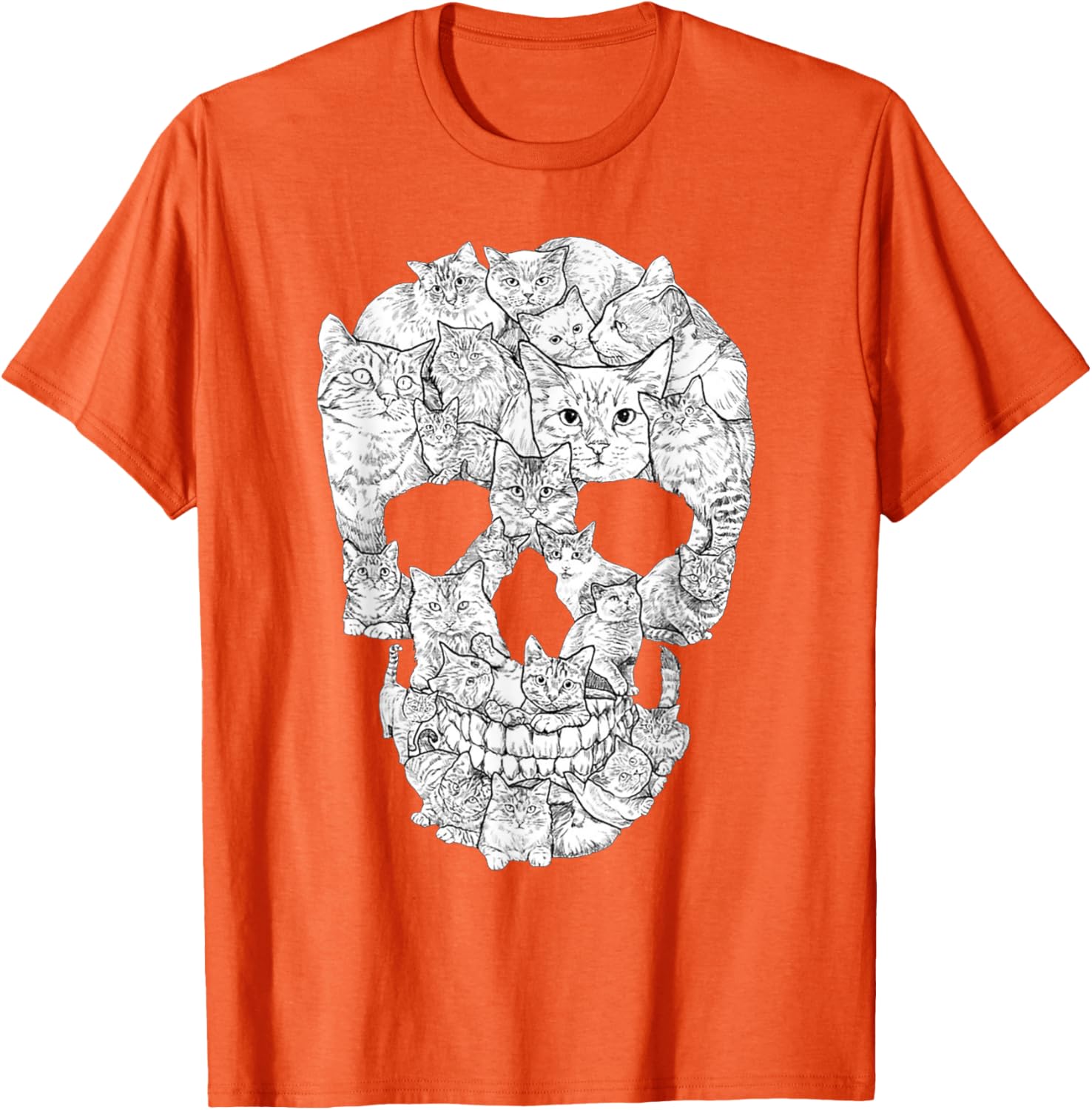 Cat Skull T-Shirt for Halloween - Fun Kitty Skeleton Tee for All Ages - 8