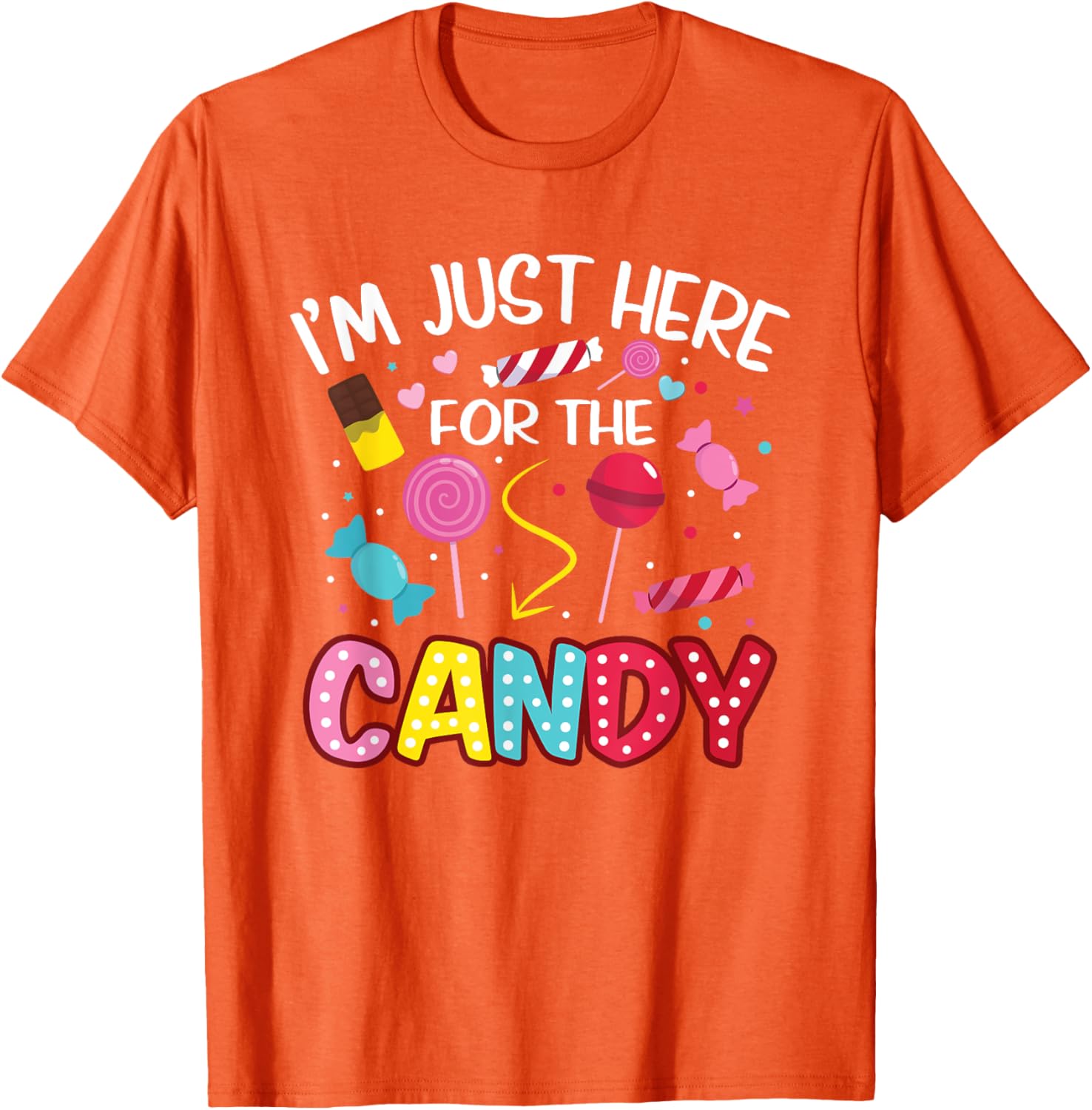 Cute I'm Just Here For The Candy Lollipop Halloween T-Shirt for Kids - 7