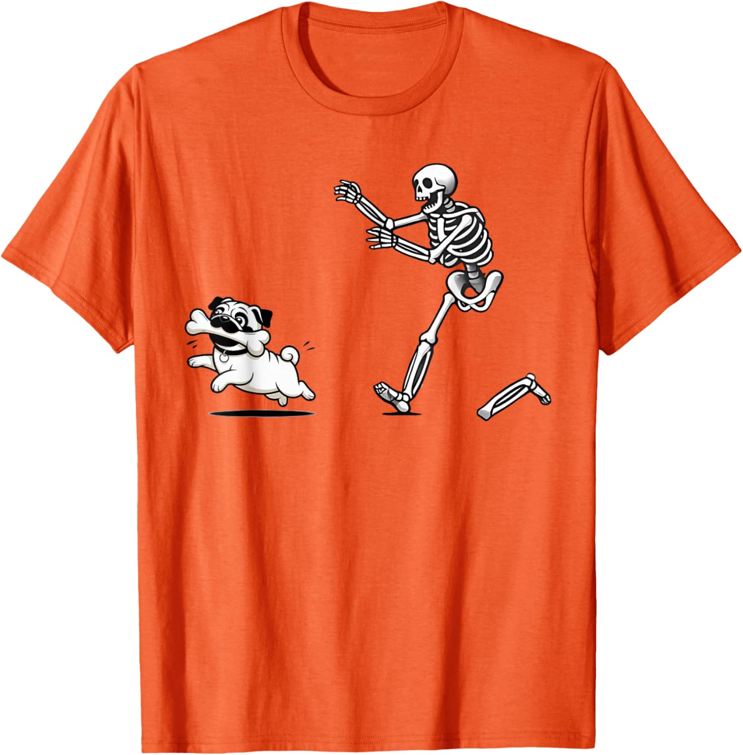 Funny Pug Stealing Bone from Skeleton T-Shirt for Dog Lovers - 6