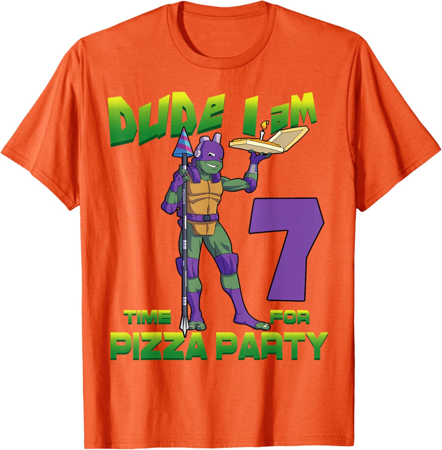 Cool TMNT Donatello Pizza Birthday Party T-Shirt for 7 Year Old Boys - 11