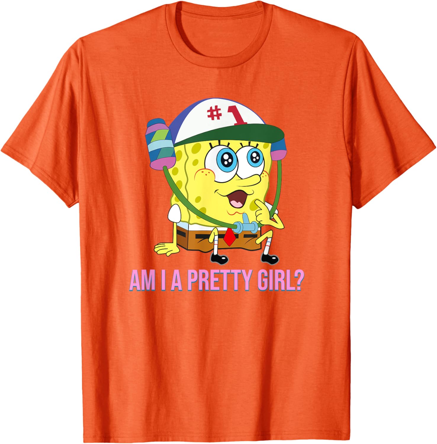 Cute SpongeBob SquarePants Am I a Pretty Girl T-Shirt for Fun Fashion - 17