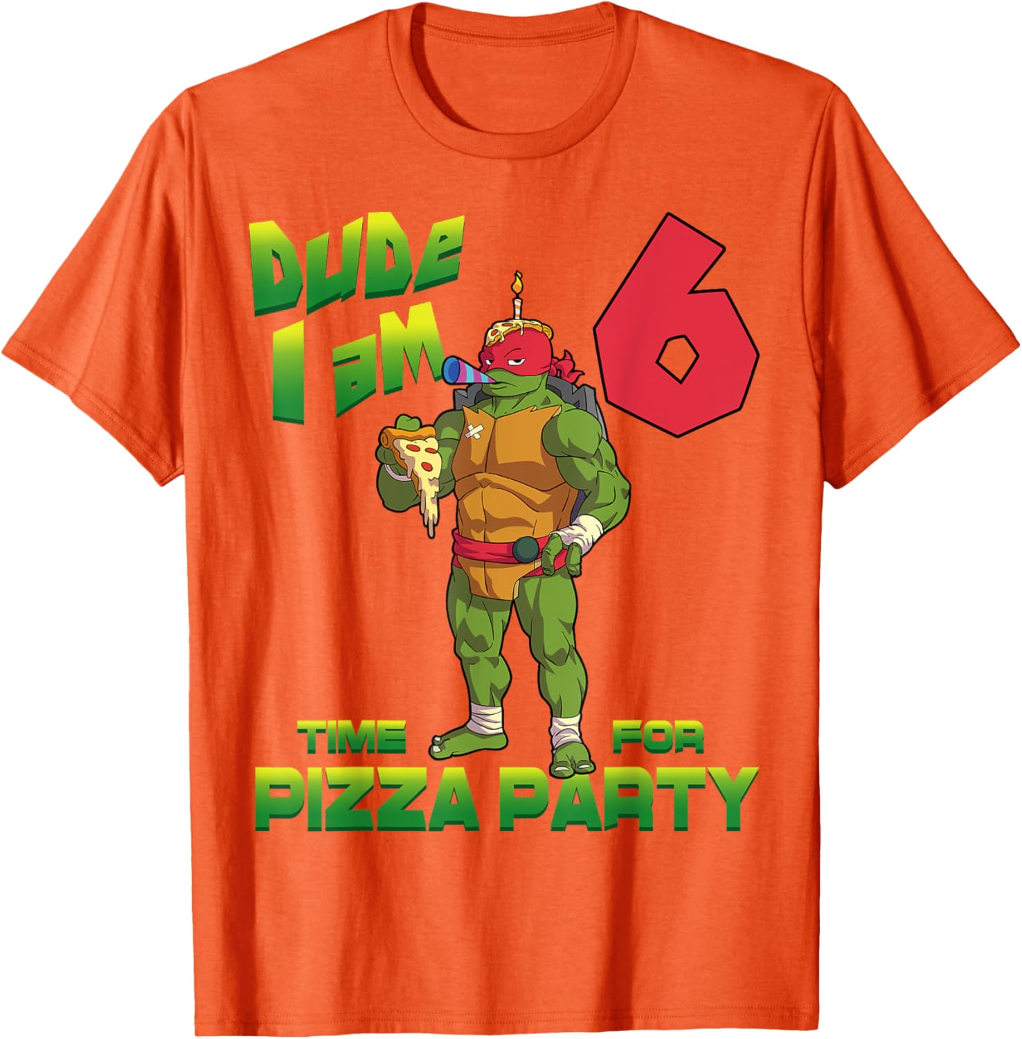 Mademark Ninja Turtles Raphael 6th Birthday Pizza Party T-Shirt - 19
