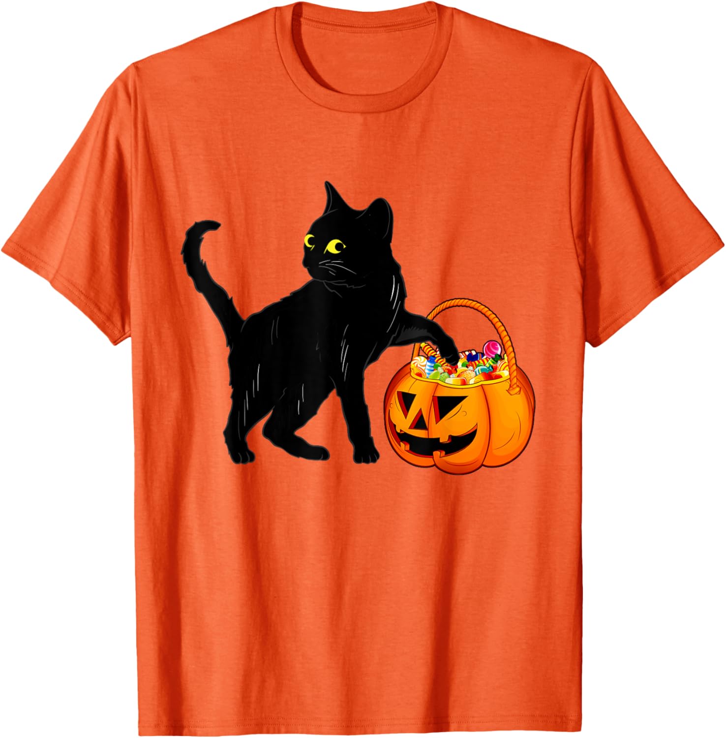 Halloween Black Cat Pumpkin T-Shirt Cute Candy Jack O' Lantern Design - 3