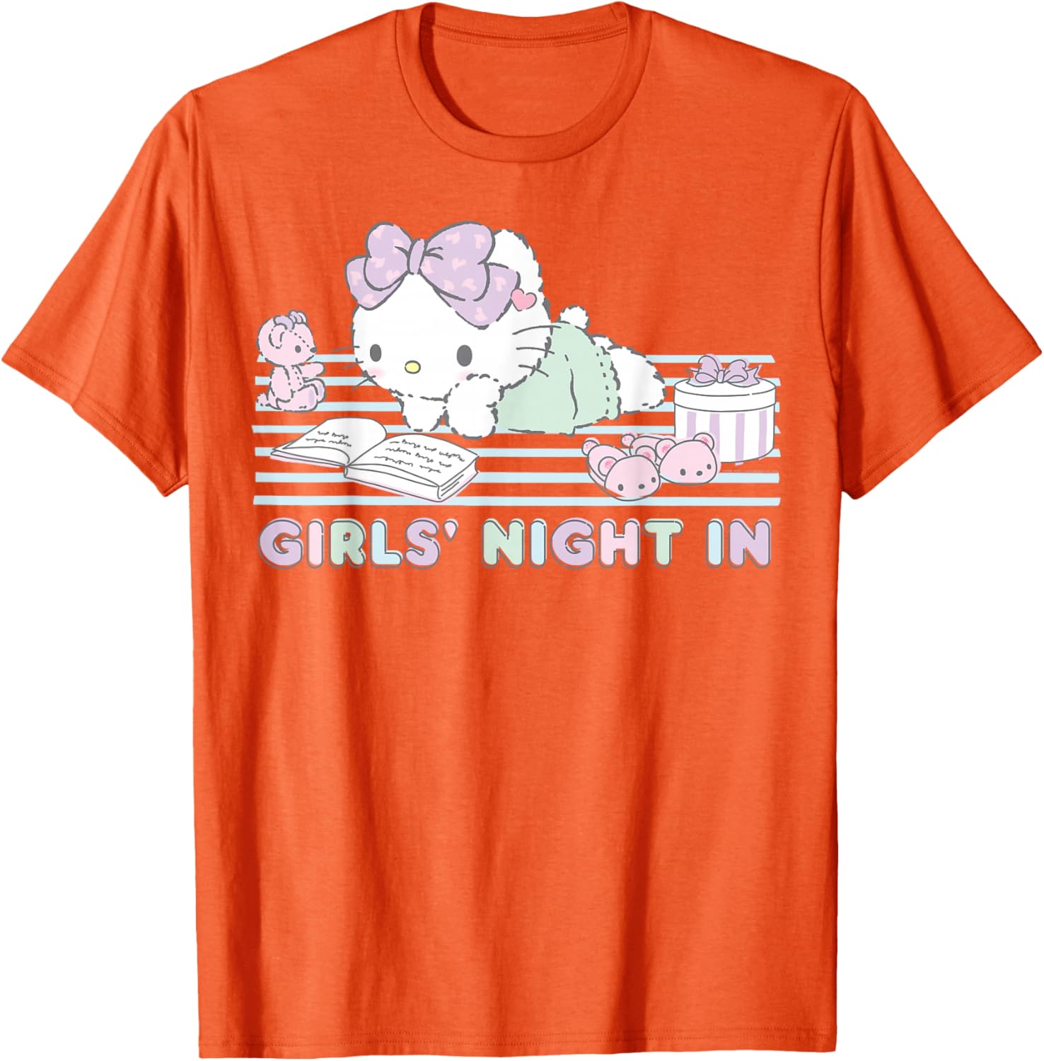 Hello Kitty Girls Night In Reading Short Sleeve T-Shirt for Fun Style - 4