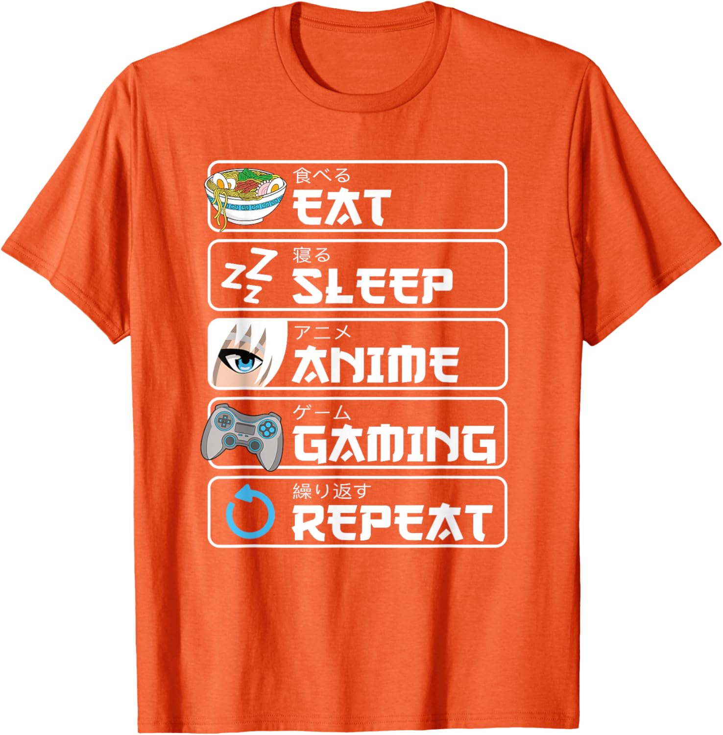Eat Sleep Anime Gaming Repeat T-Shirt for Otaku Boys and Men - 10