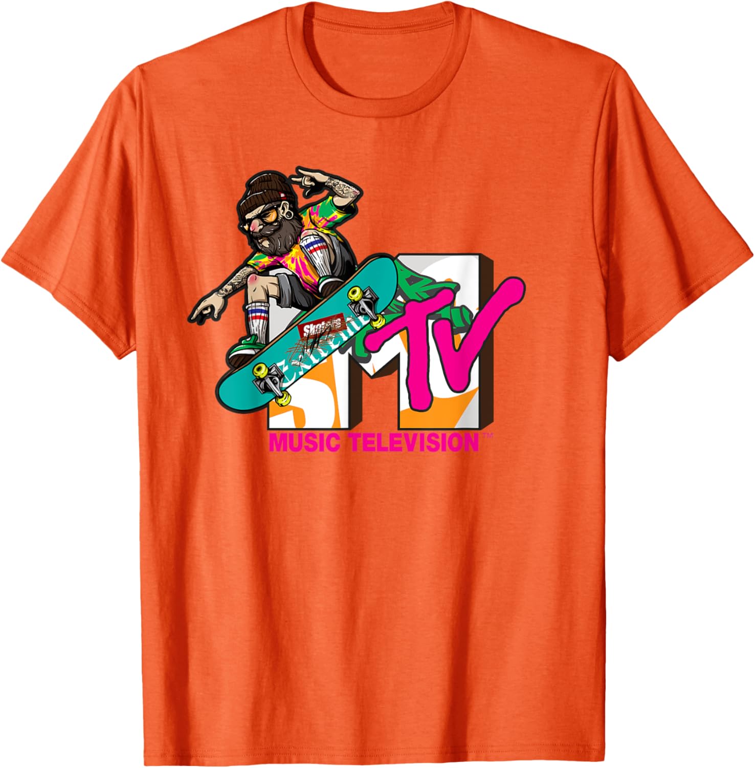 Mademark x MTV Hipster Skater T-Shirt - Trendy Logo Graphic Tee - 9