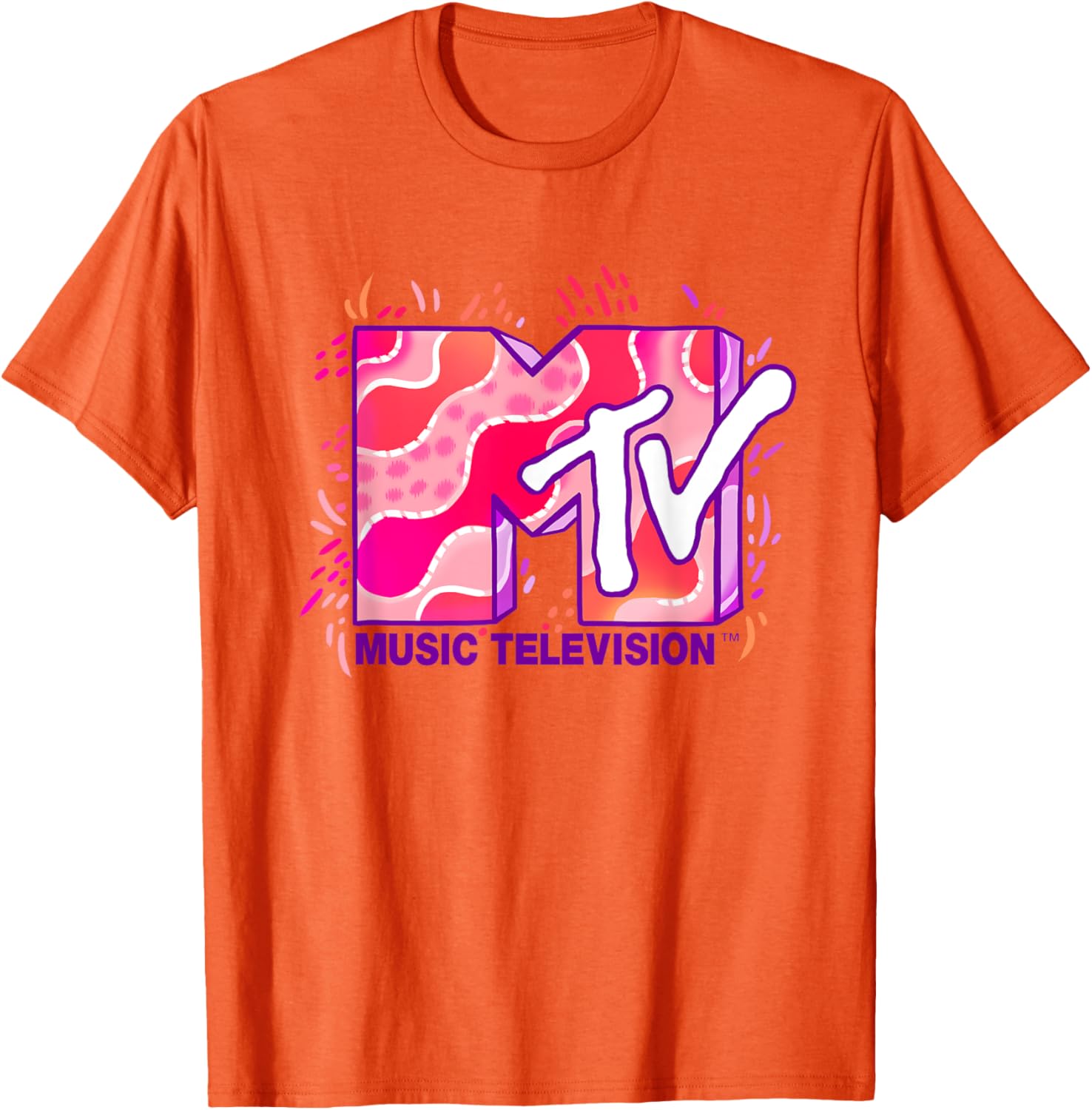 Mademark x MTV Funky Pink and Purple Waves Logo T-Shirt for Cool Style - 13