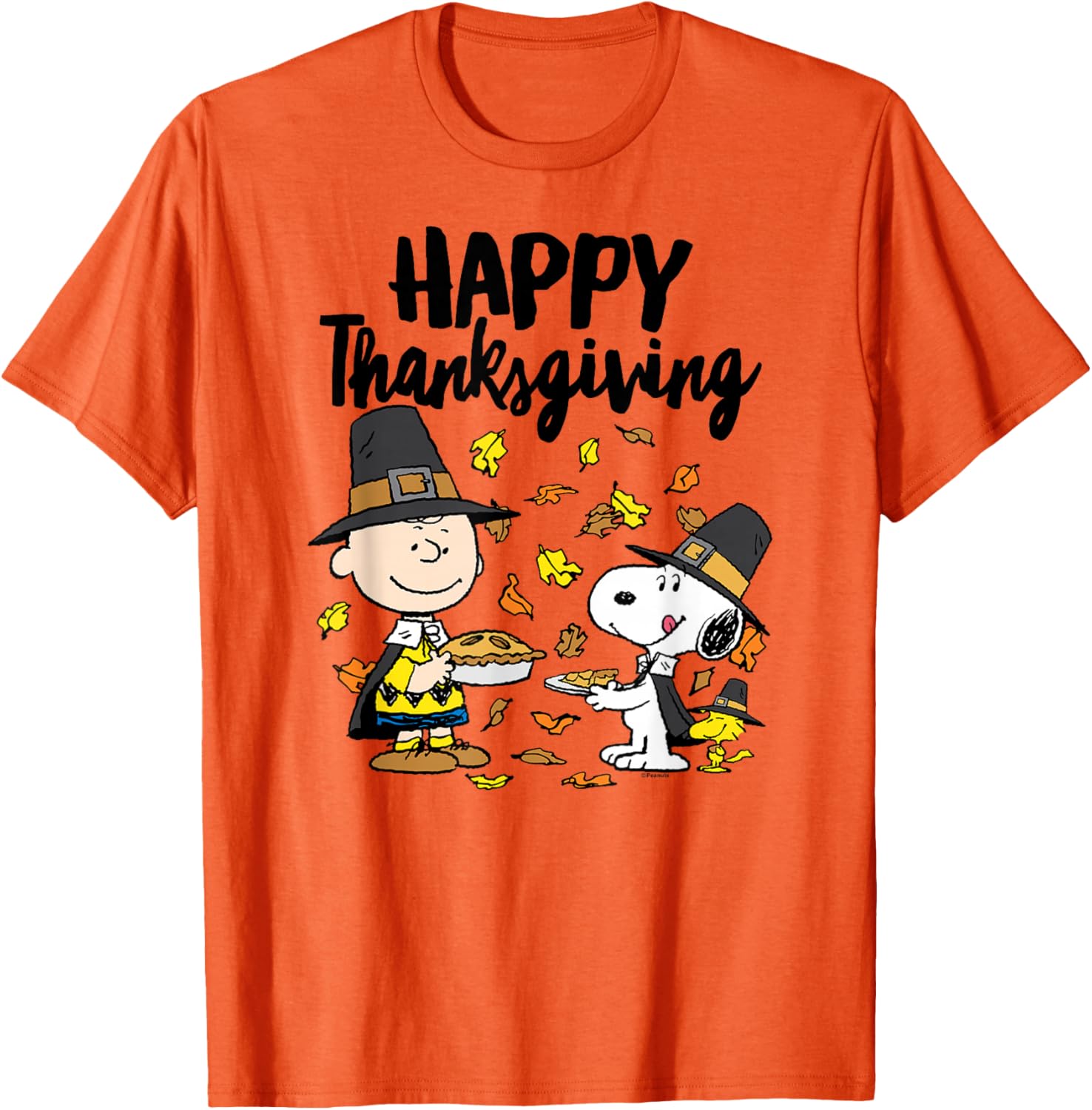 Happy Thanksgiving Peanuts T-Shirt with Charlie Brown Snoopy Woodstock - 1