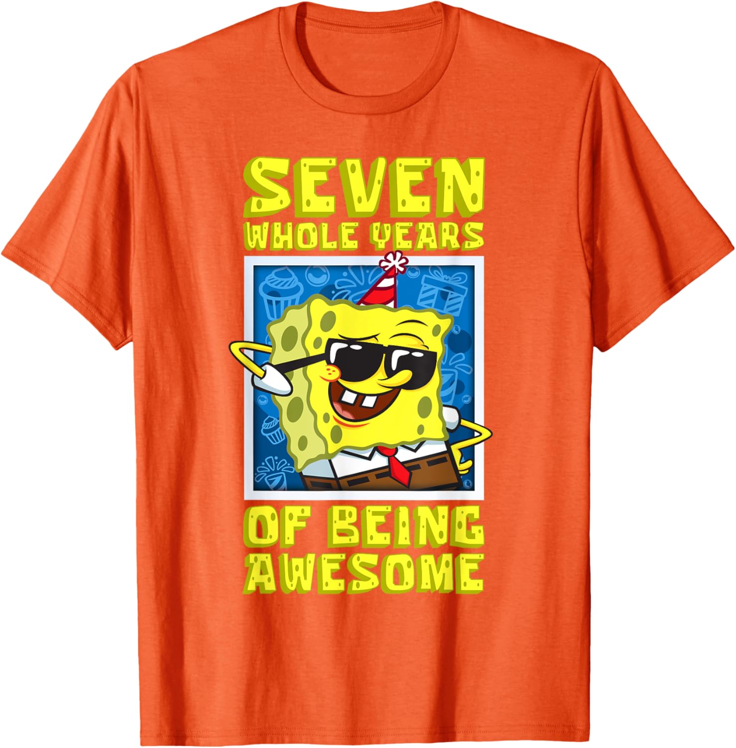 Mademark SpongeBob Seven Years of Awesome 7th Birthday Gift T-Shirt - 18