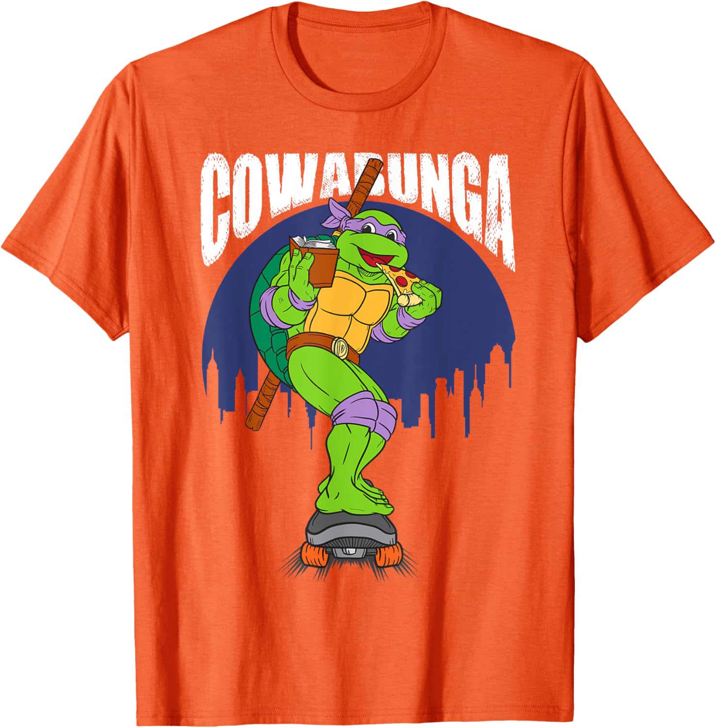 Cowabunga Donatello on Skates Pizza T-Shirt for TMNT Fans - 26