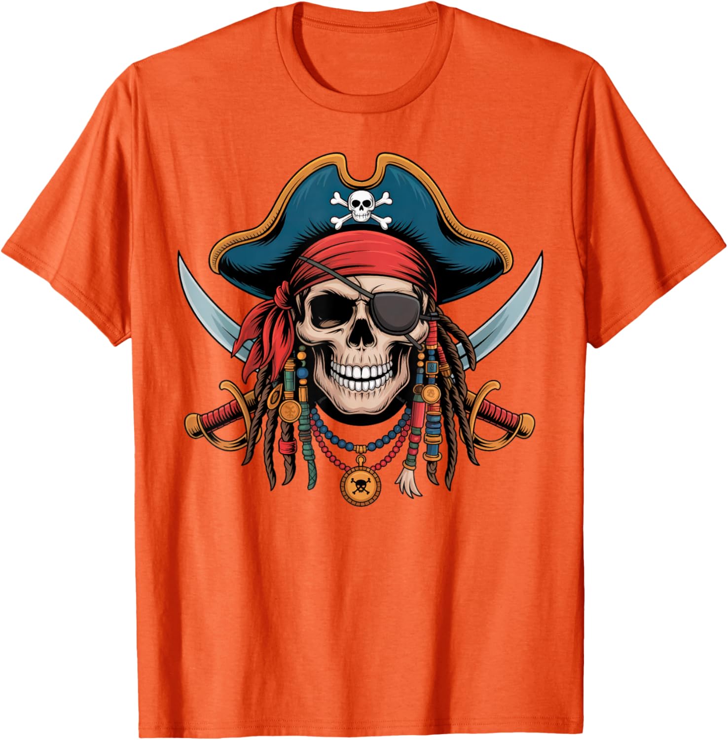 Pirate Skull and Crossbones Skeleton Halloween T-Shirt for Men and Boys - 9