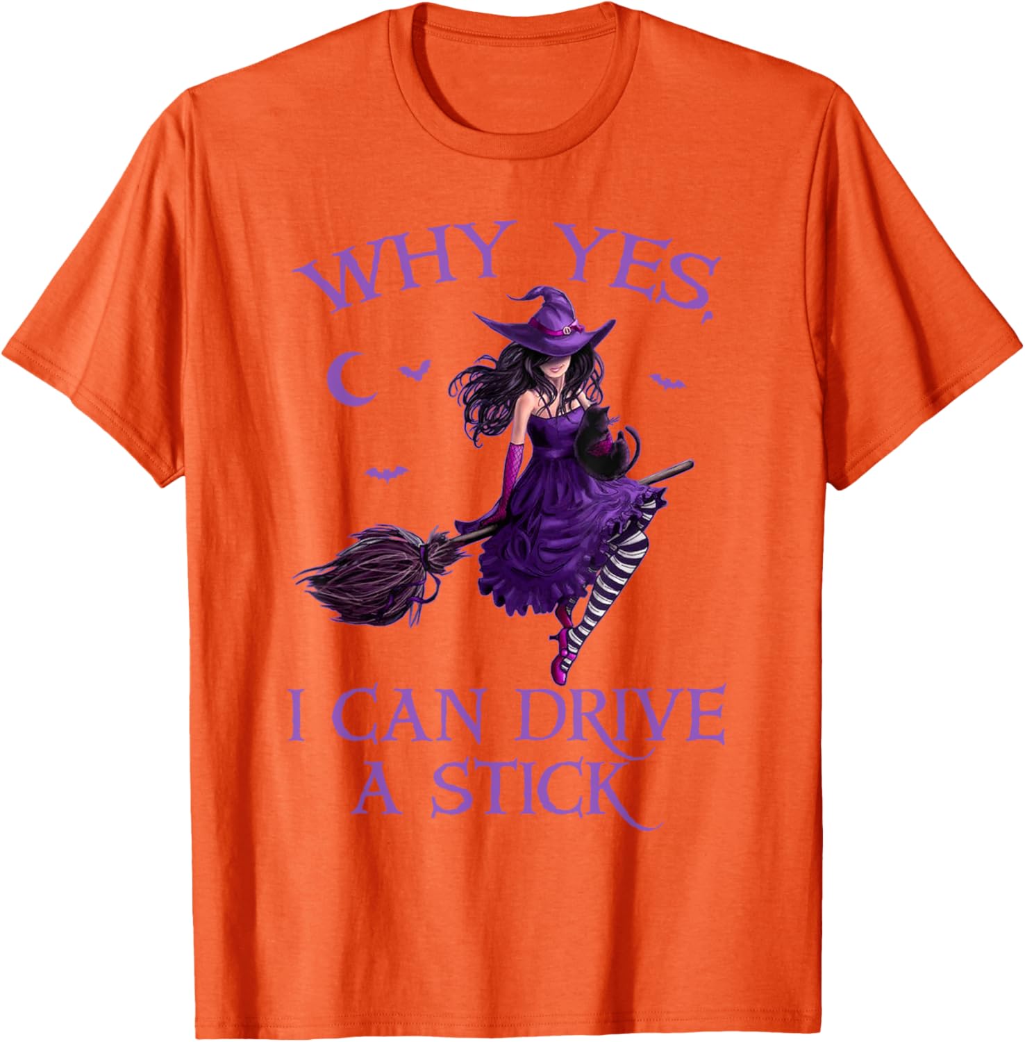 Funny Witch T-Shirt for Women - Why Yes I Can Drive a Stick Halloween Tee - 15