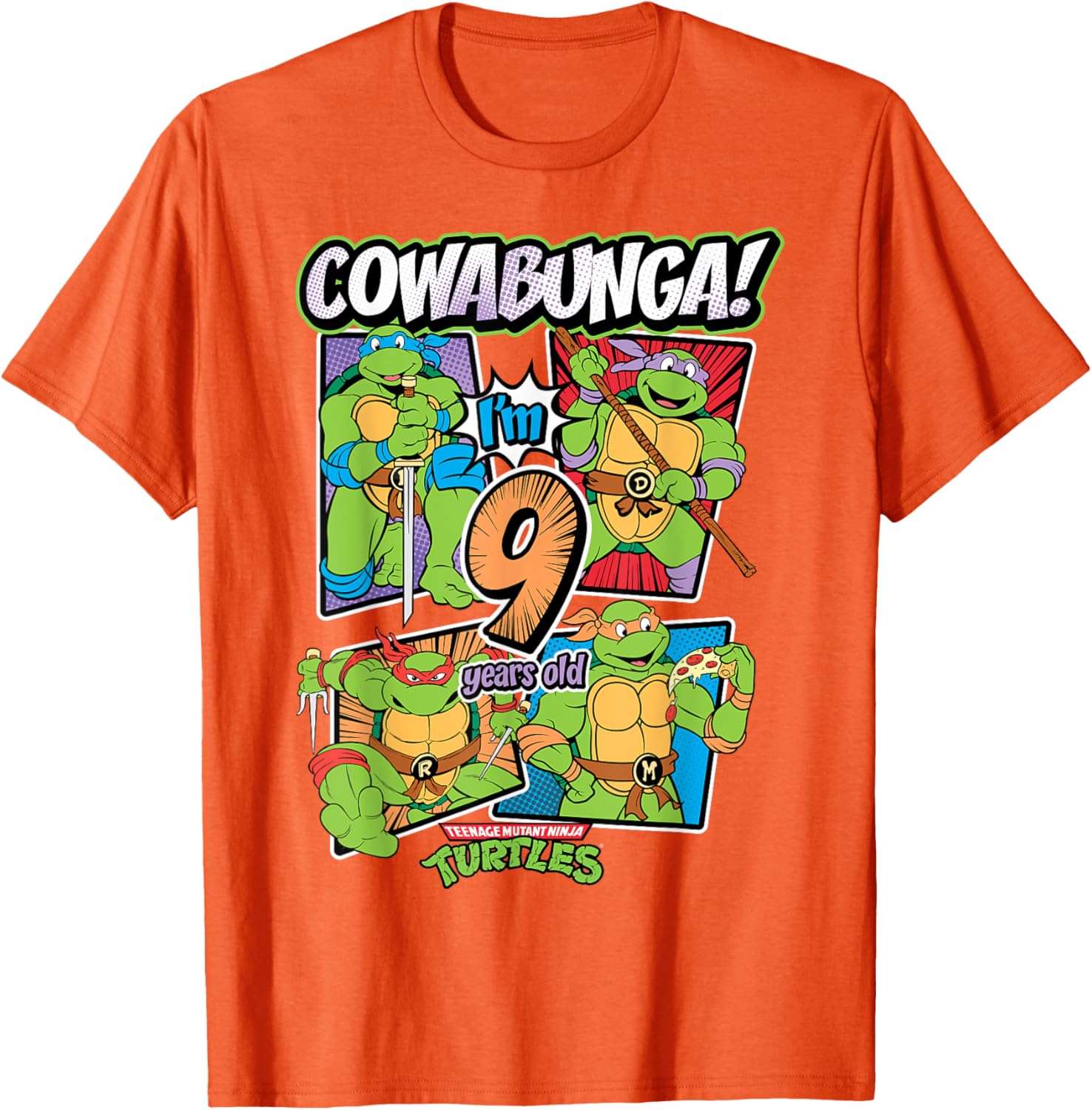 Mademark Teenage Mutant Ninja Turtles Cowabunga 9th Birthday T-Shirt - 9