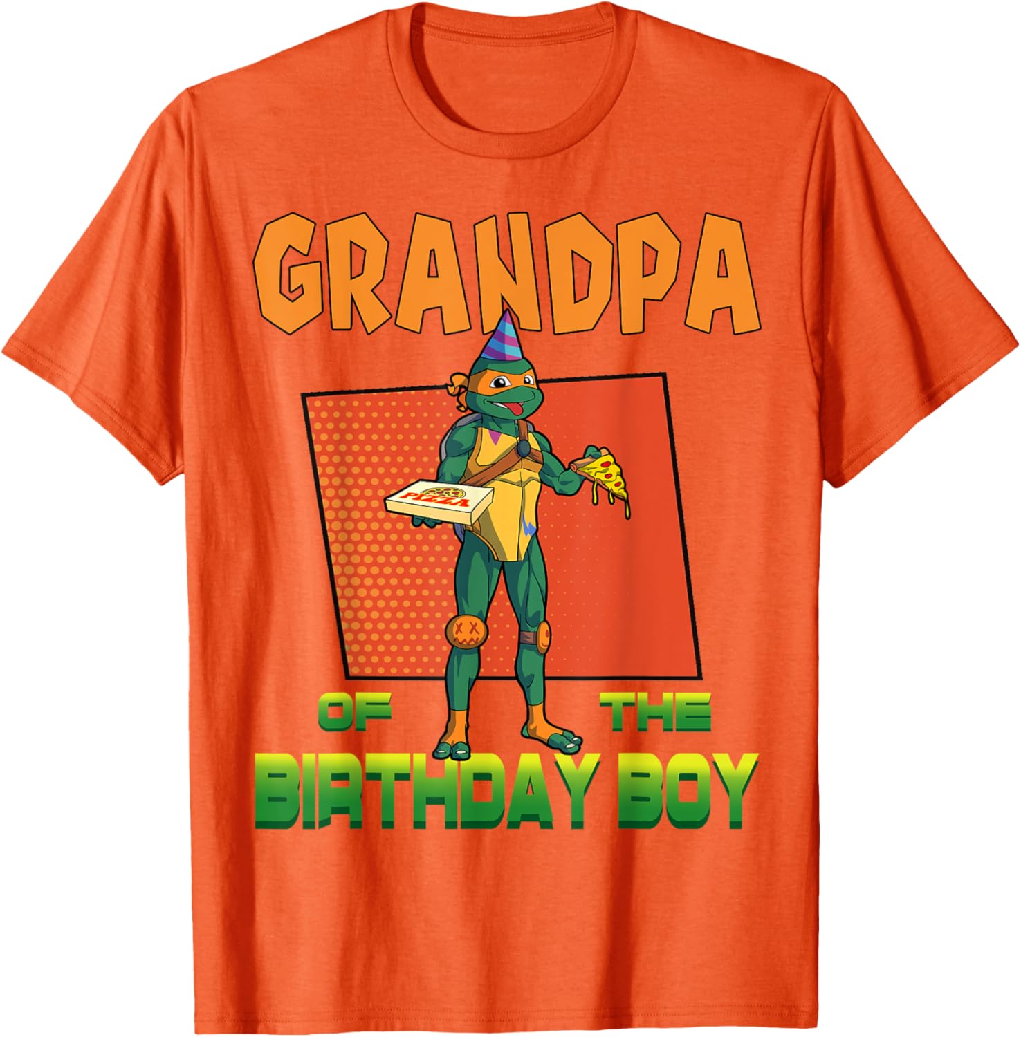 Mademark X TMNT Mikey Grandpa Birthday Pizza Party T-Shirt for Kids - 6