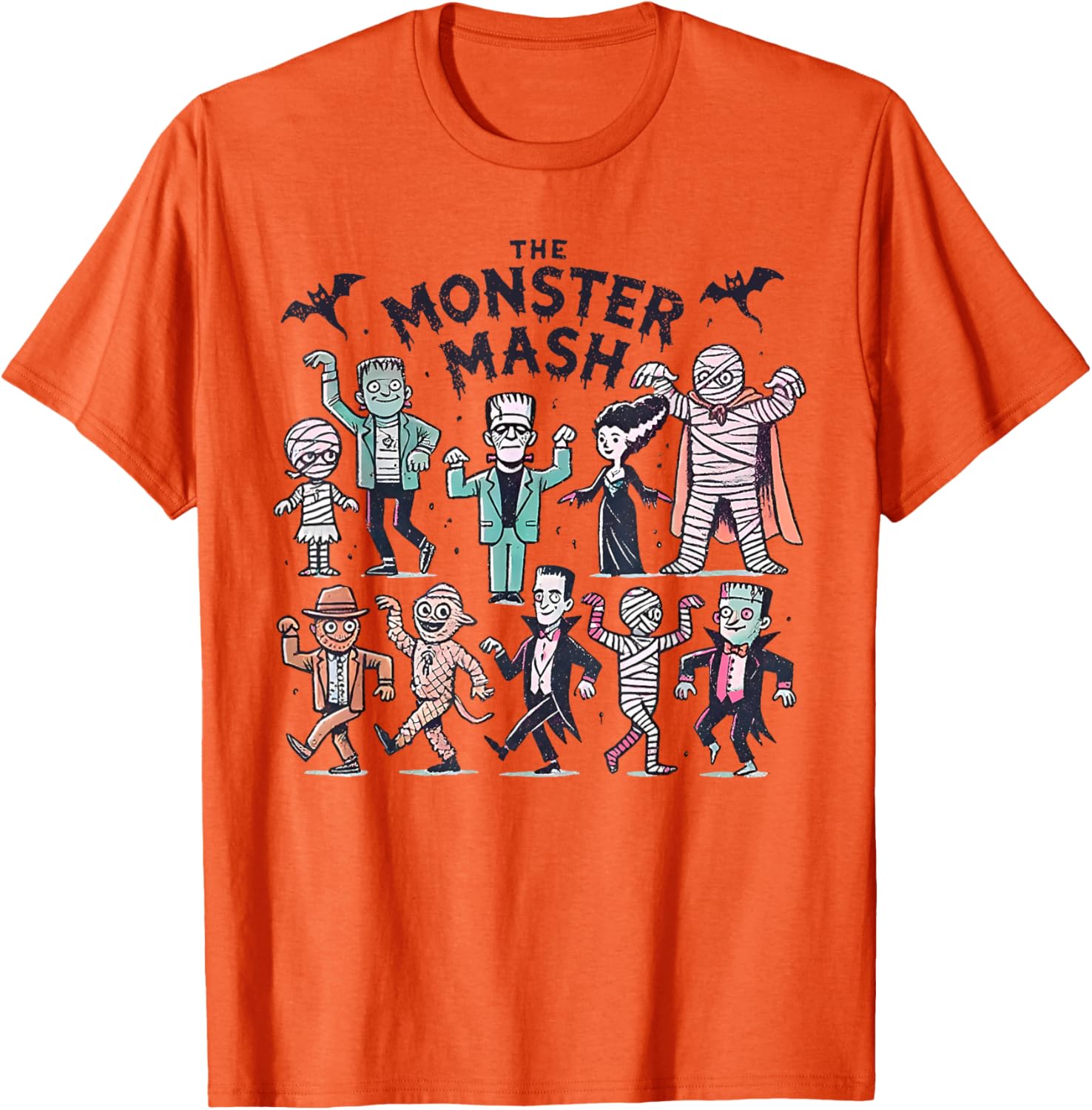 Monster Mash Halloween T-Shirt with Mummy Witch and Vampire Design - 6
