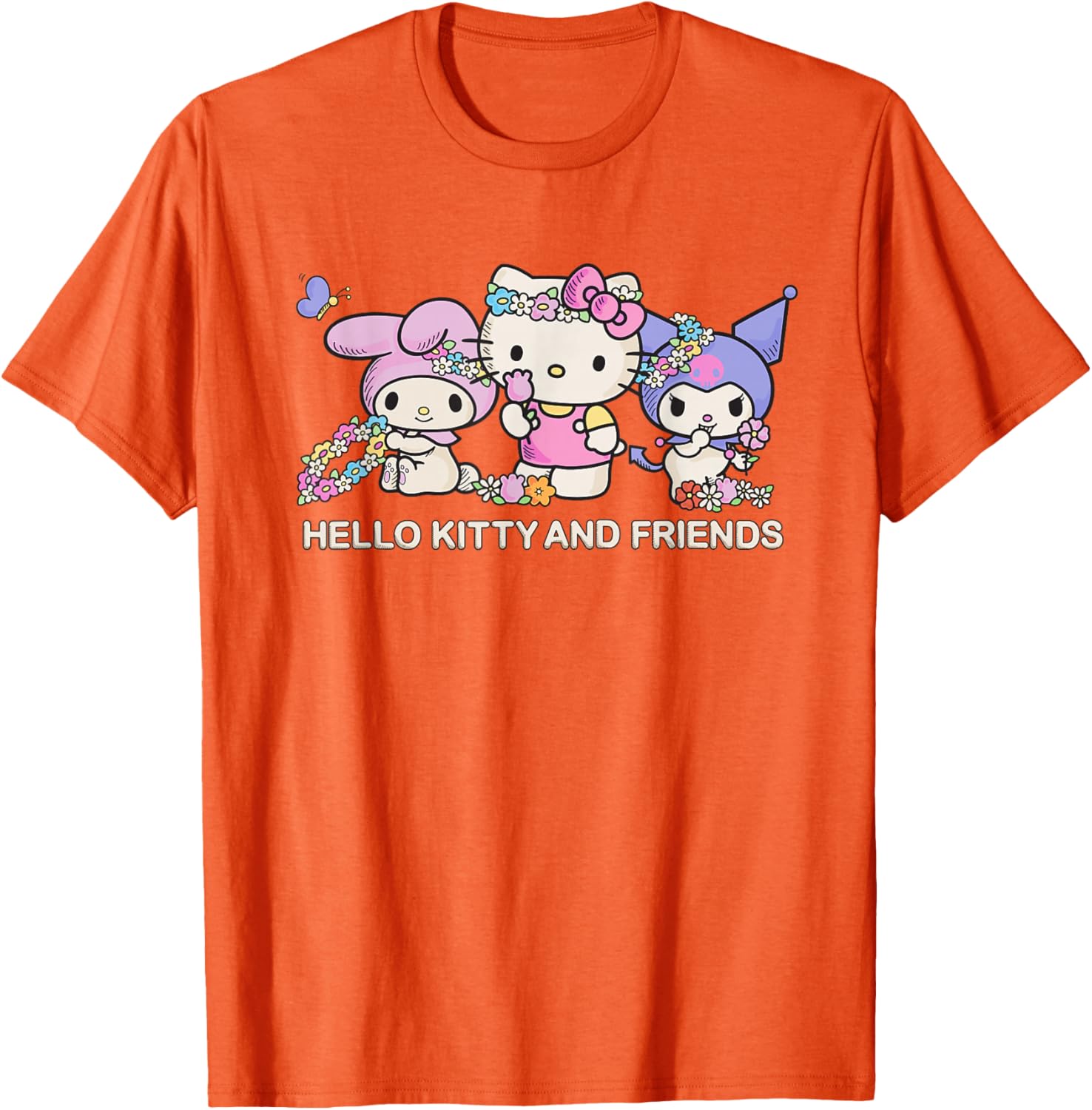 Hello Kitty and Friends Flower Crowns T-Shirt in Black for Kids Small - 1