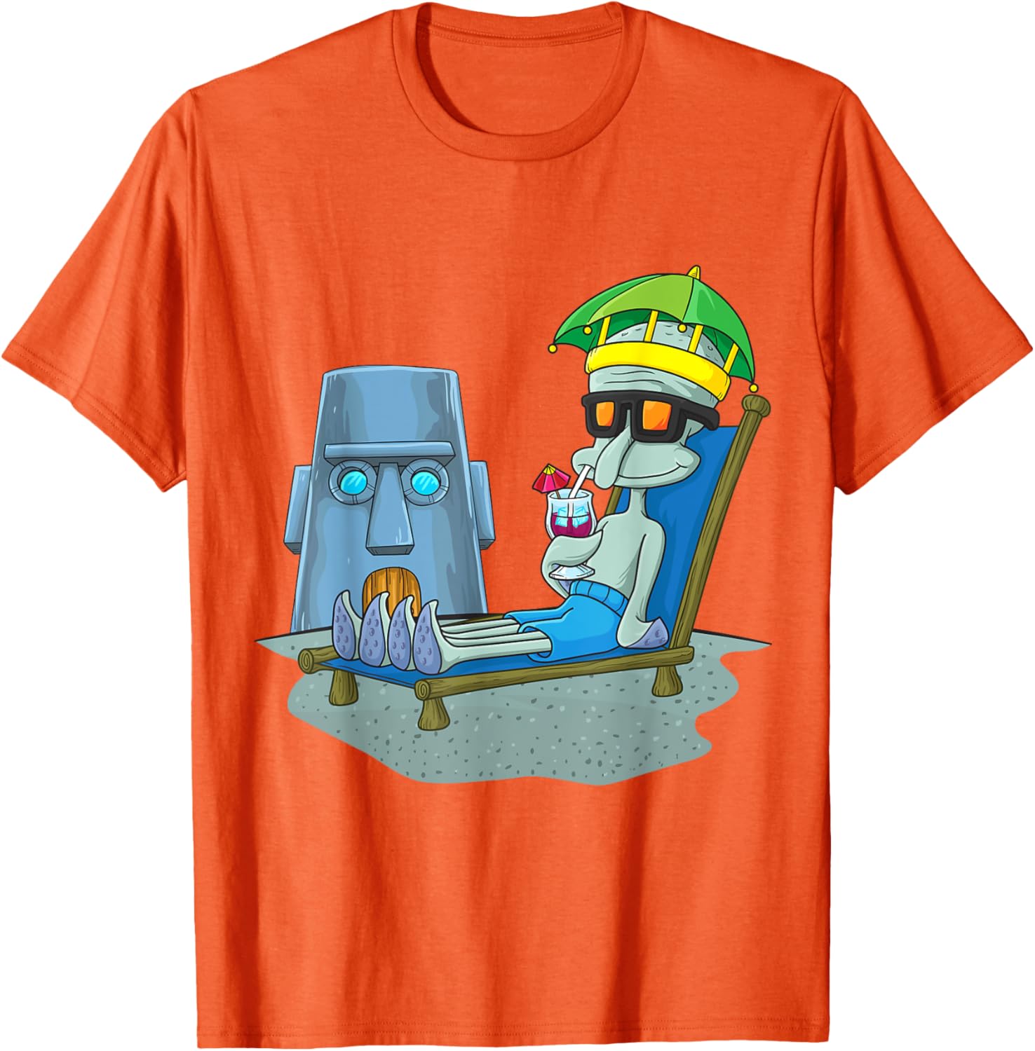 Mademark x SpongeBob SquarePants Squidward Sunbathing T-Shirt for Fans - 7