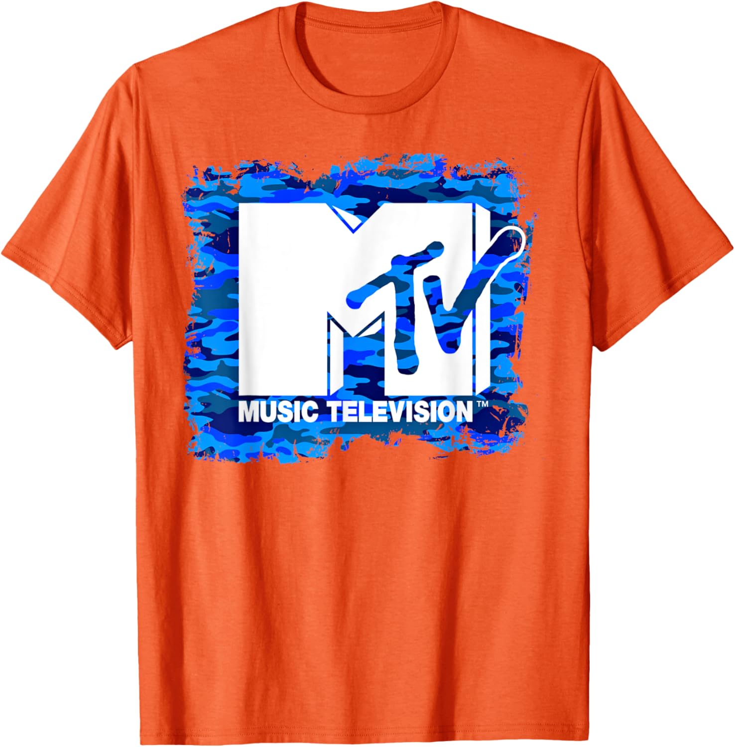 Mademark x MTV Fun Blue Camo Logo T-Shirt for Trendy Style - 8