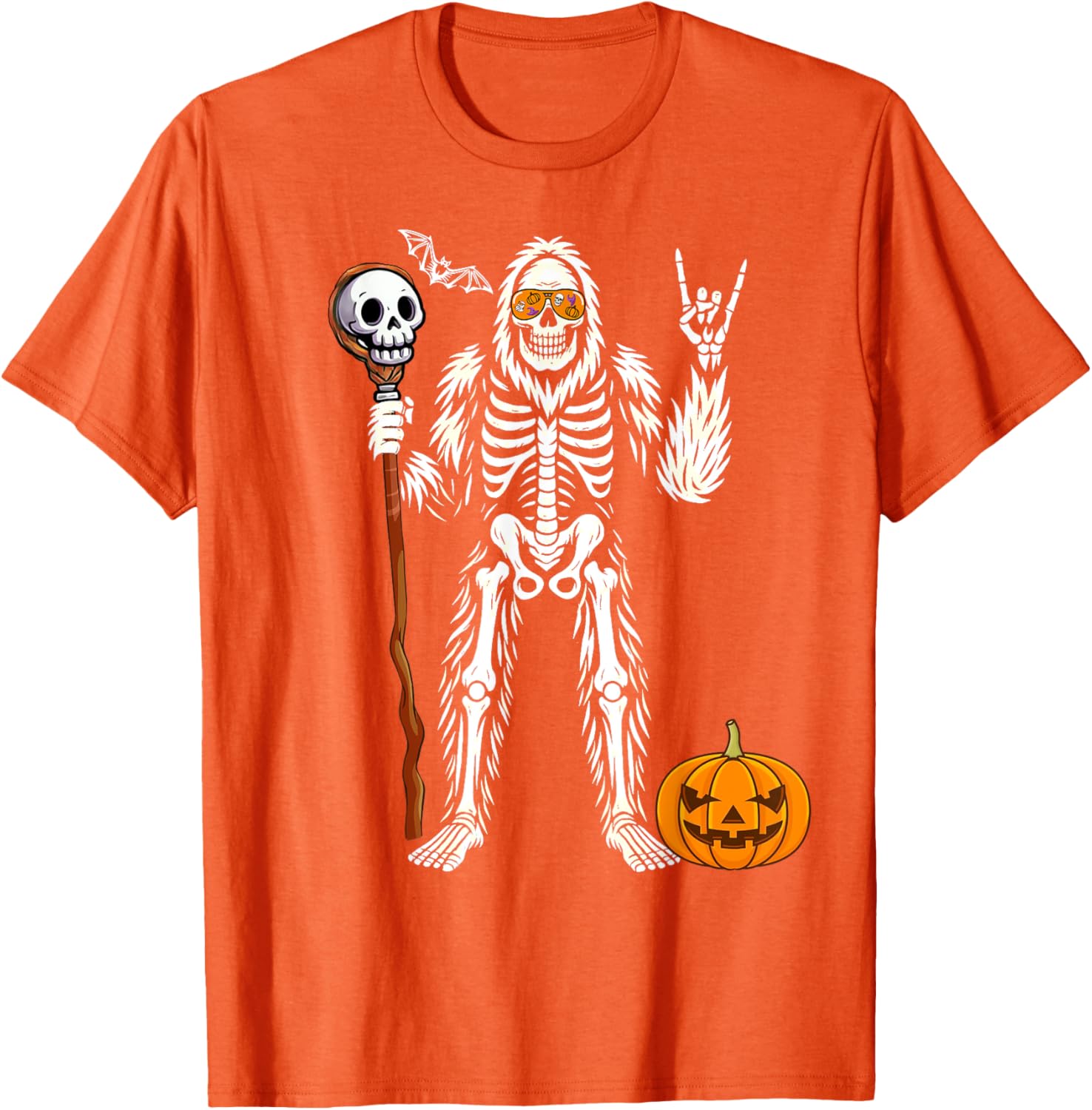 Halloween Skeleton Bigfoot Pumpkin Skull T-Shirt for Men and Boys - 6