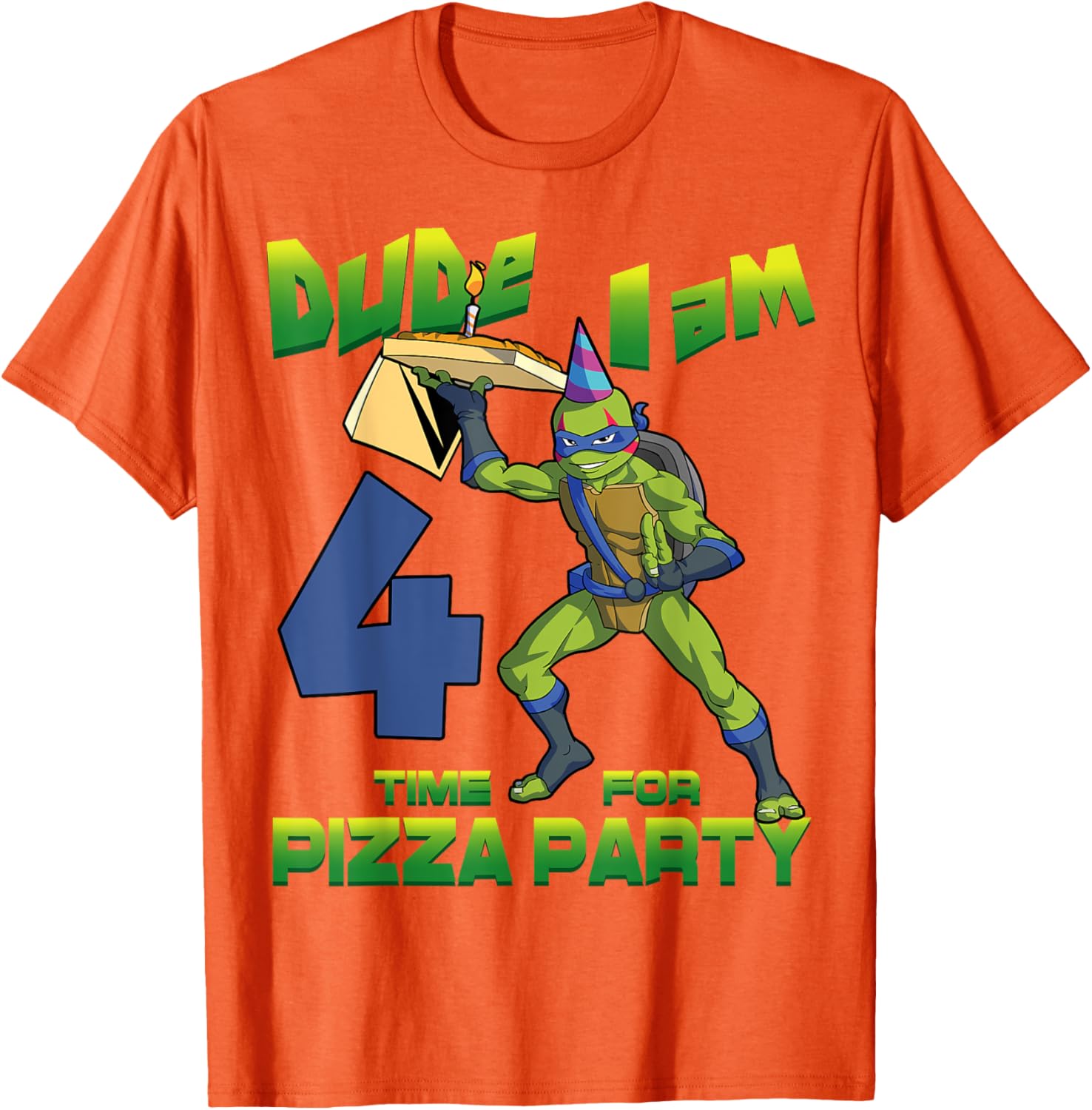 TMNT Leo Pizza Birthday Party T-Shirt for 4 Year Olds - Fun Design - 6