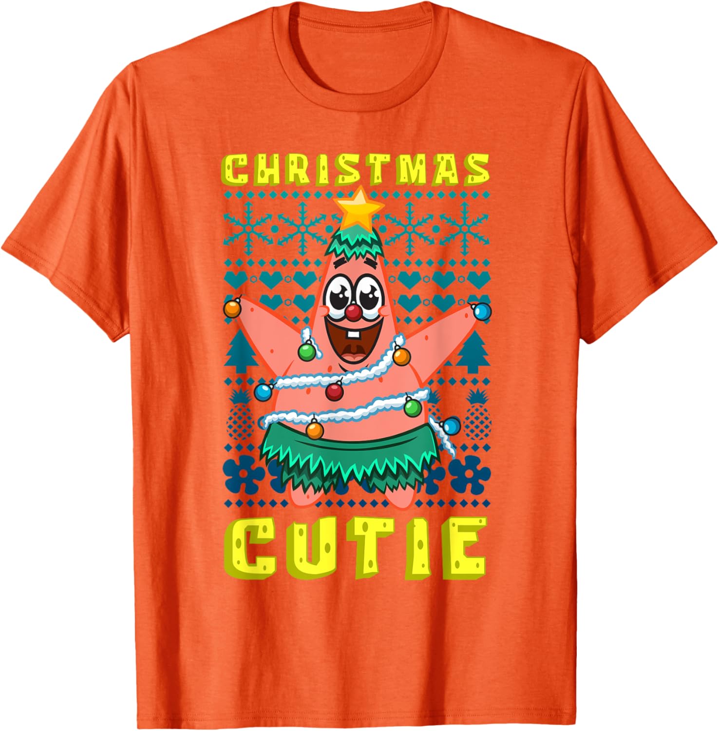 SpongeBob Patrick Star Christmas T-Shirt Cute Holiday Lights Design - 17