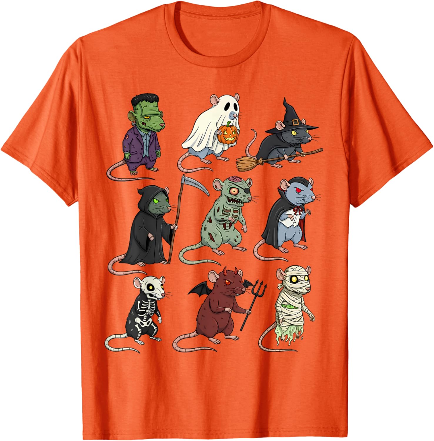 Spooky Witch Zombie Rat Halloween T-Shirt for Boys and Girls - 15