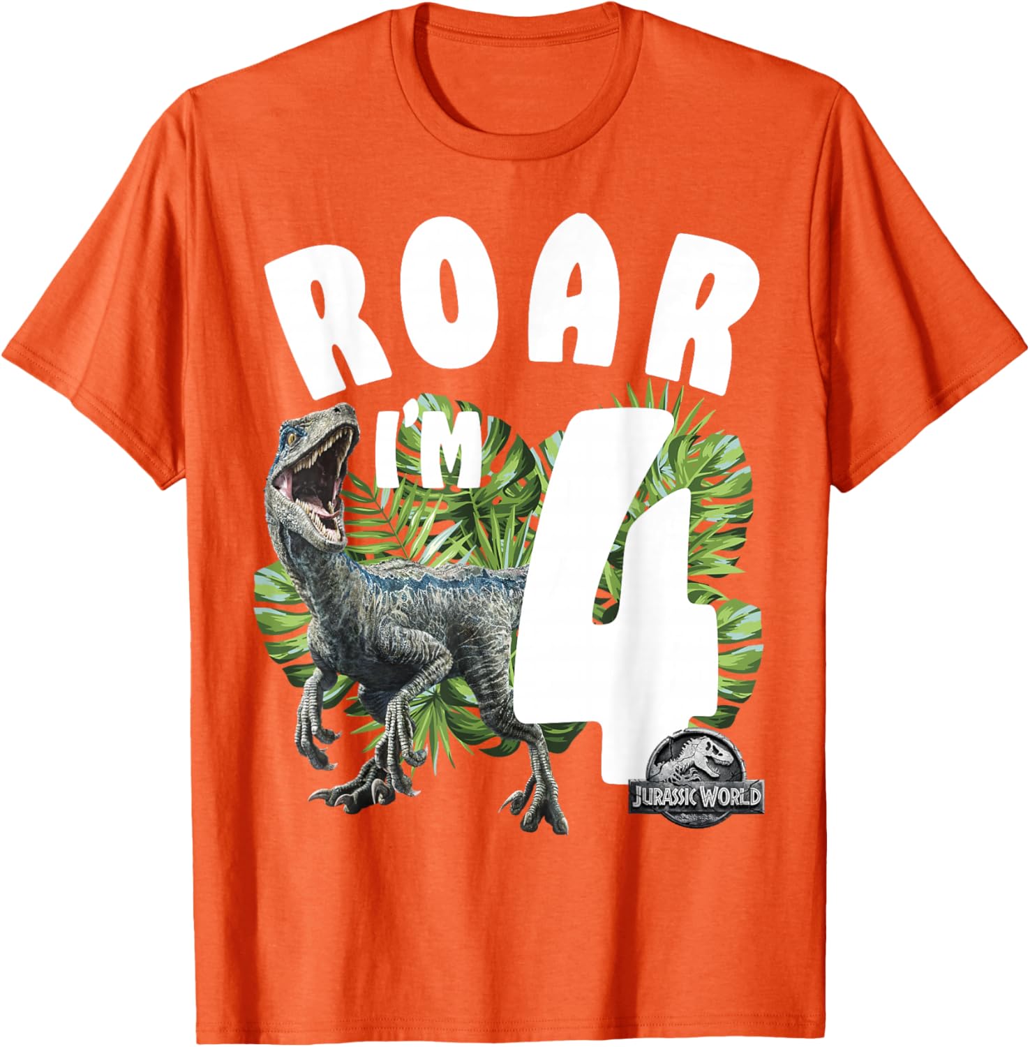 Jurassic World Raptor Roar I'm 4 T-Shirt for Kids Birthday Celebration - 5