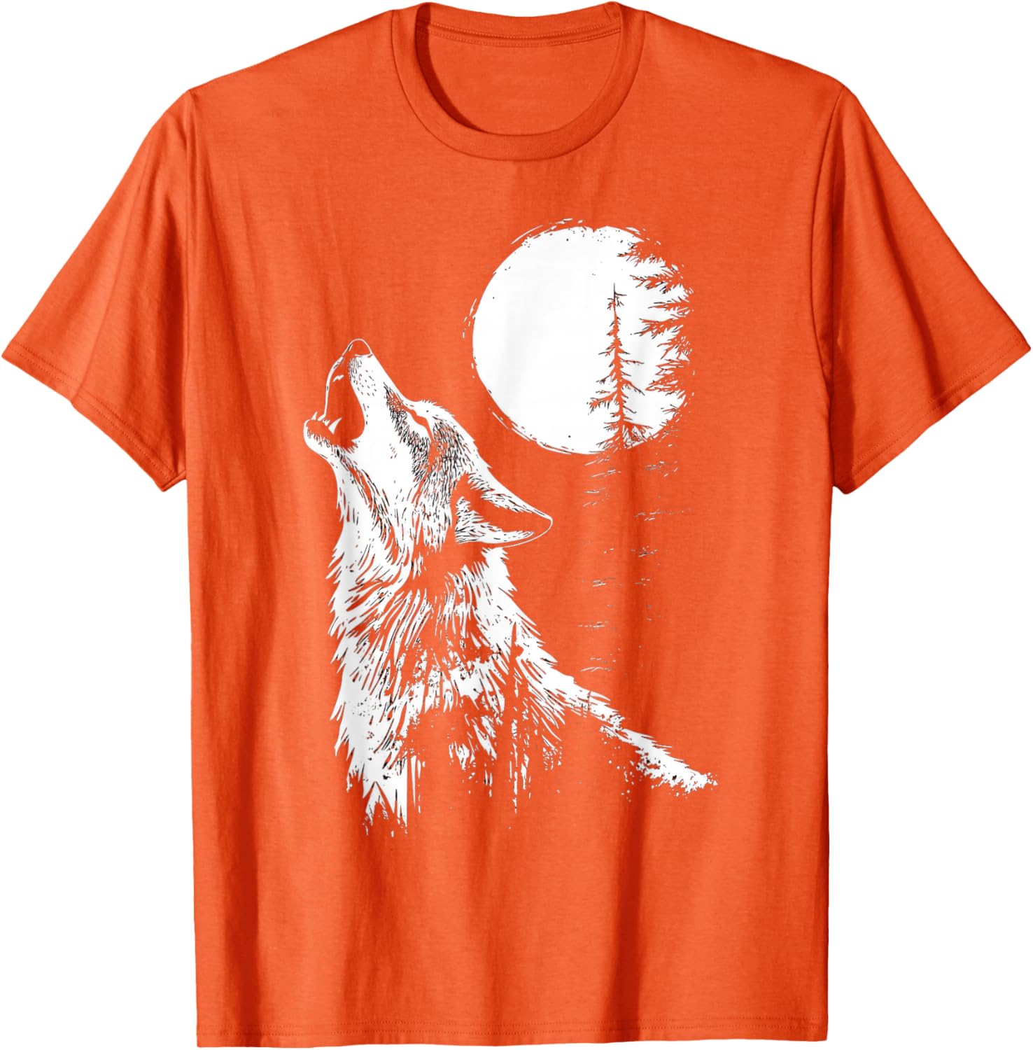 Howling Wolf Graphic Tee Moon Forest Nature Wildlife T-Shirt - 12