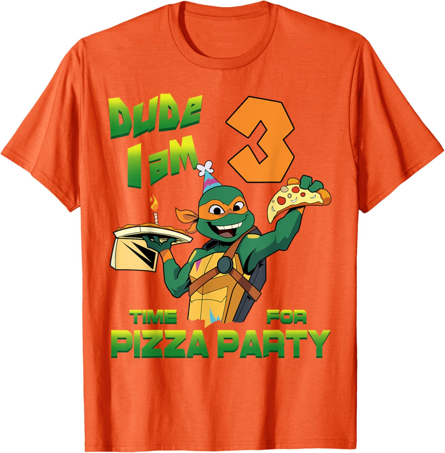 Mademark Teenage Mutant Ninja Turtles Mikey 3rd Birthday Pizza T-Shirt - 13