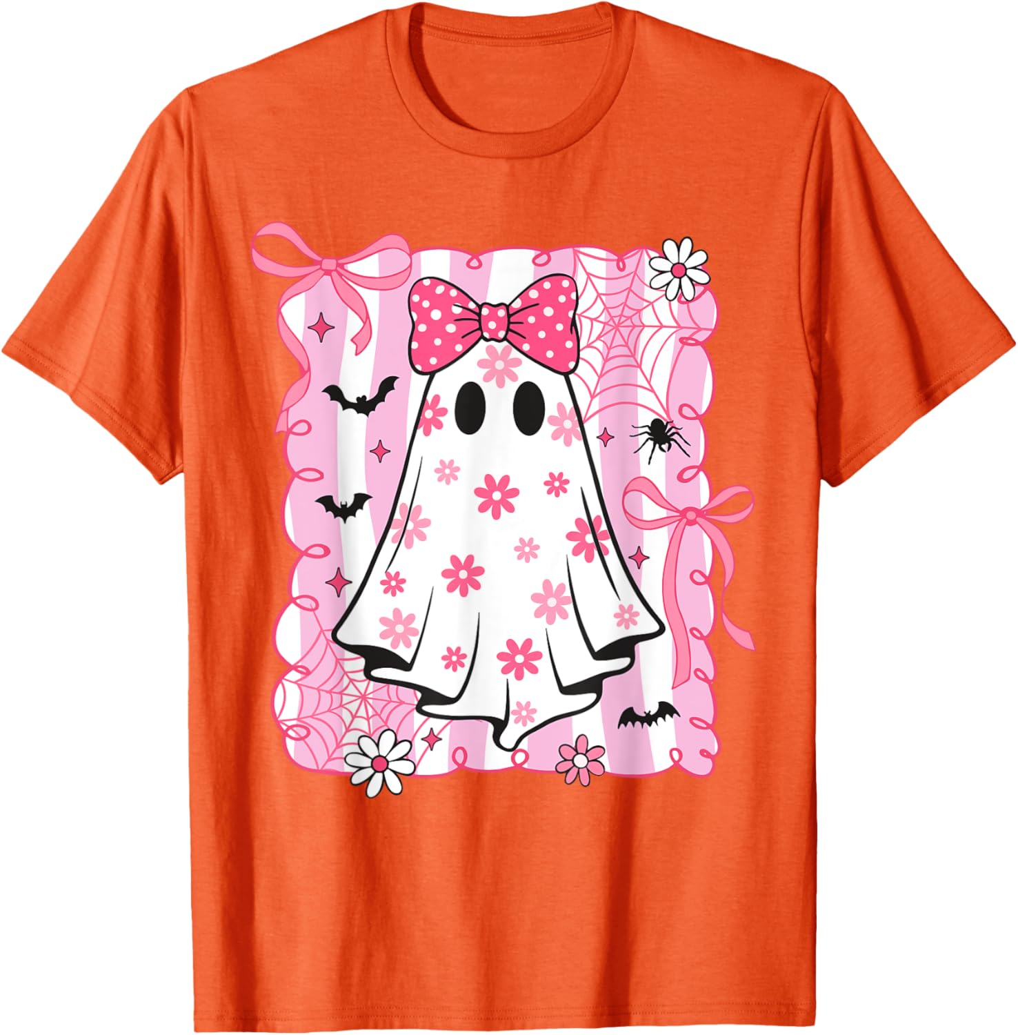 Spooky Vibes Pink Ghost T-Shirt for Women and Kids - Perfect Halloween Style - 7