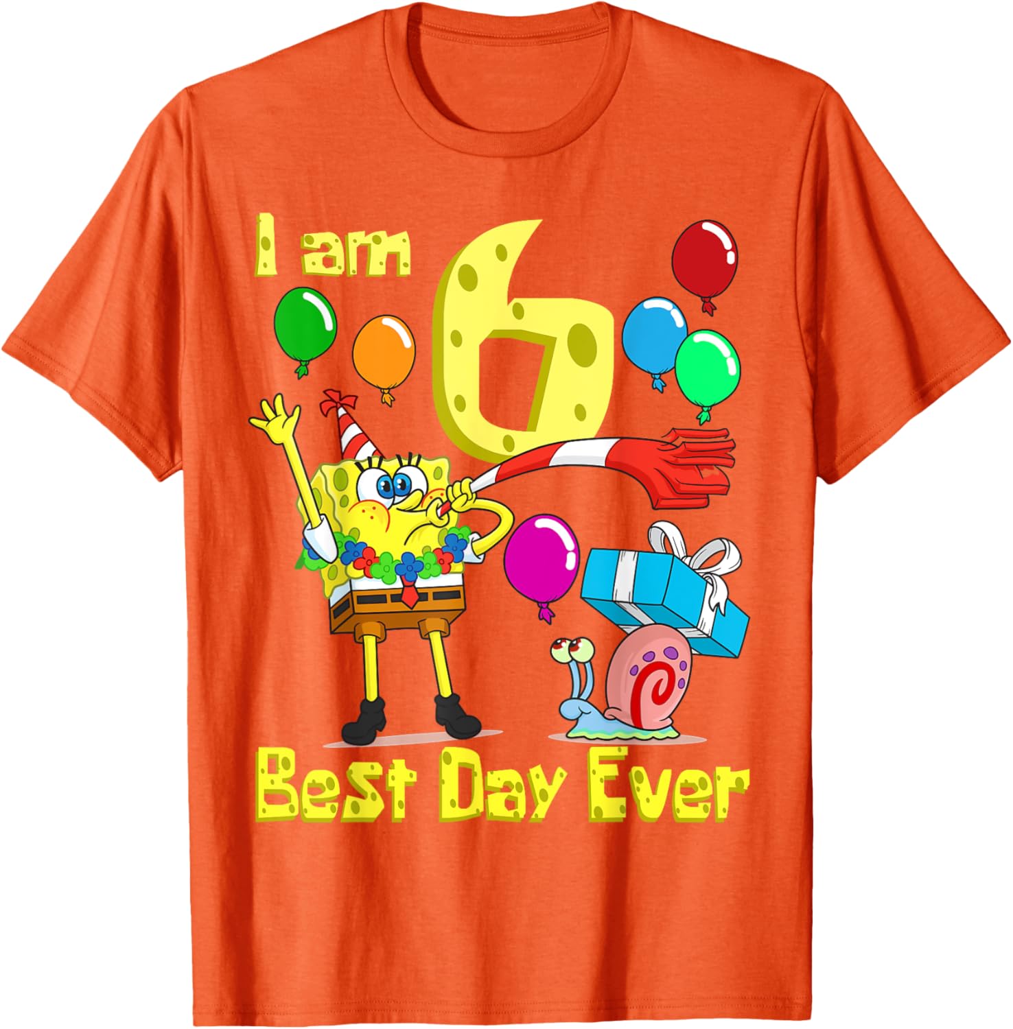 SpongeBob SquarePants Birthday T-Shirt for 6 Year Olds Fun Party Wear - 11