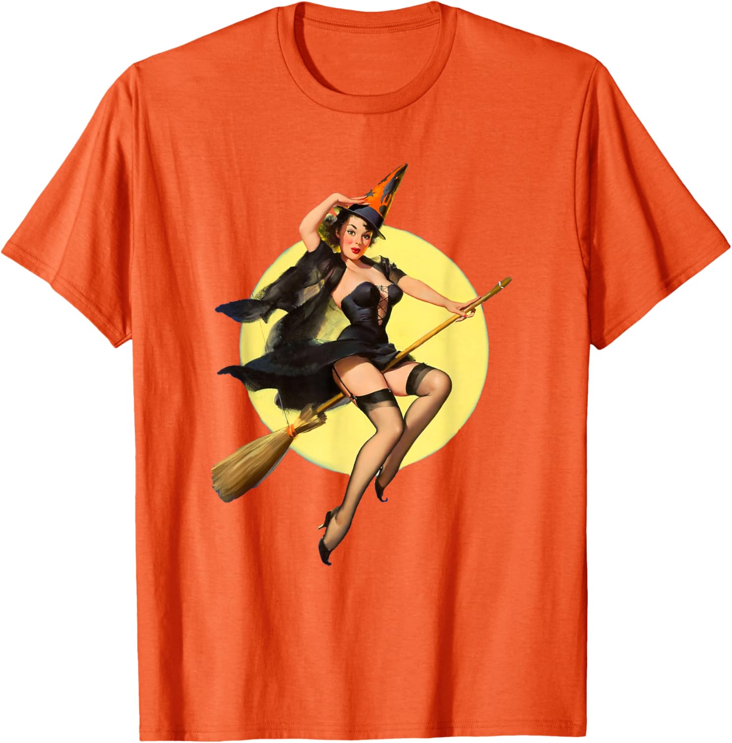 Vintage Pin Up Witch Halloween T-Shirt for Fun Spooky Style - 15