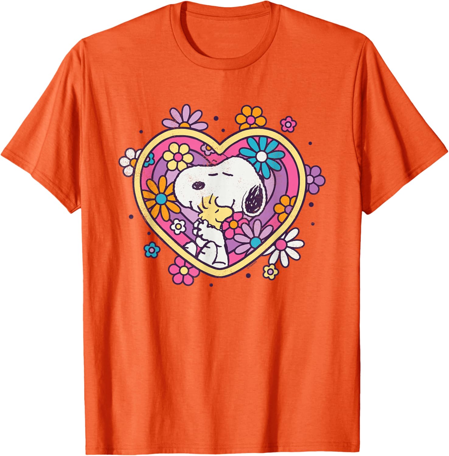 Peanuts Hug Heart Flowers T-Shirt Cute Apparel for Friends and Family - 5