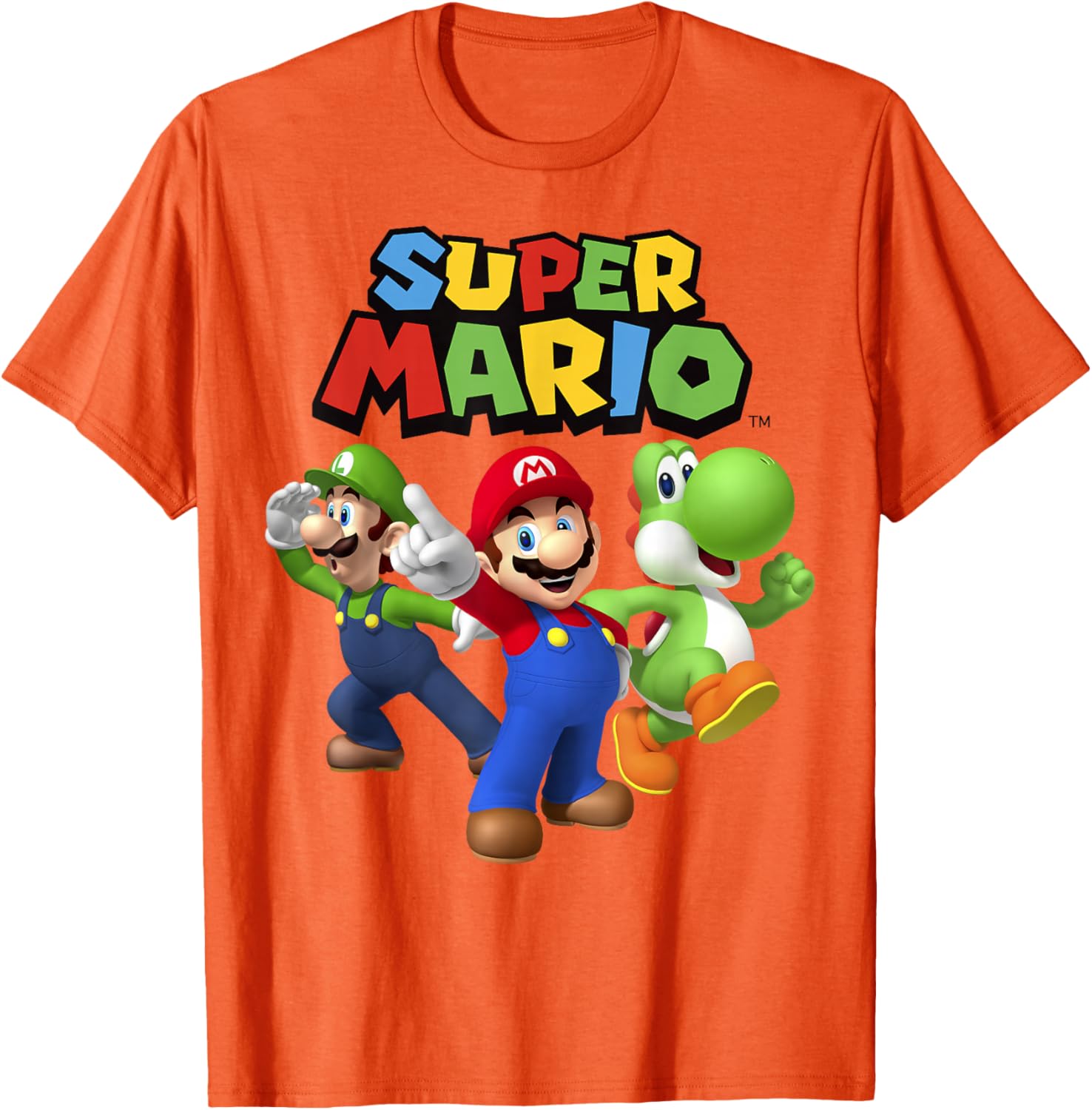 Super Mario Group Shot T-Shirt Featuring Luigi and Yoshi Fun Design - 13