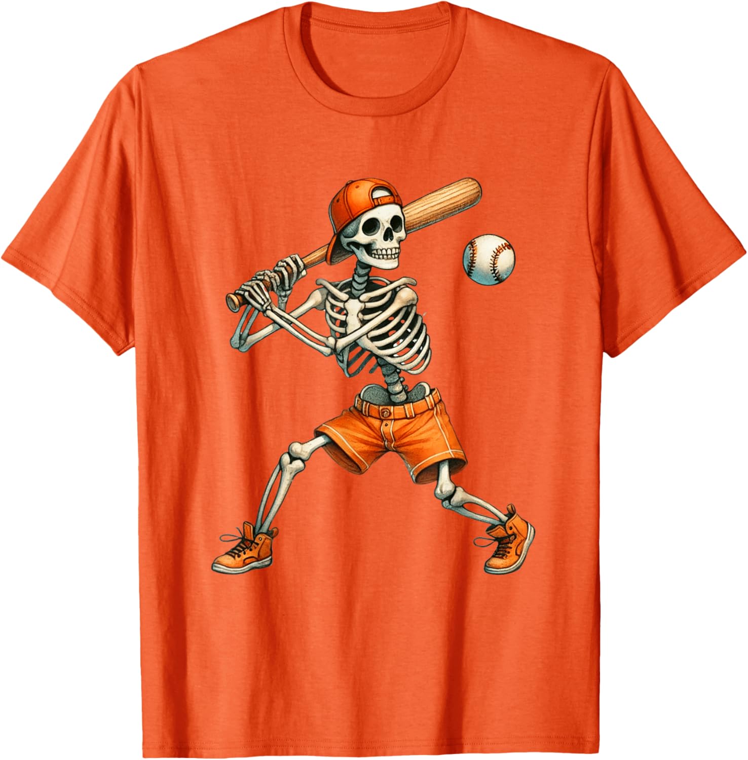 Funny Skeleton Baseball T-Shirt for Halloween Fun - Boys and Men Sizes - 17