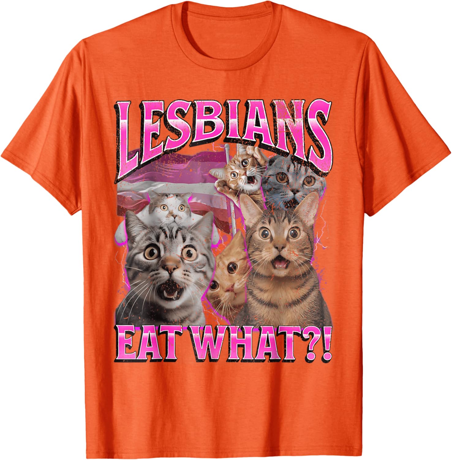 Funny Cat LGBTQ Pride T-Shirt with Lesbians Eat What Pun - Great Gift! - 8