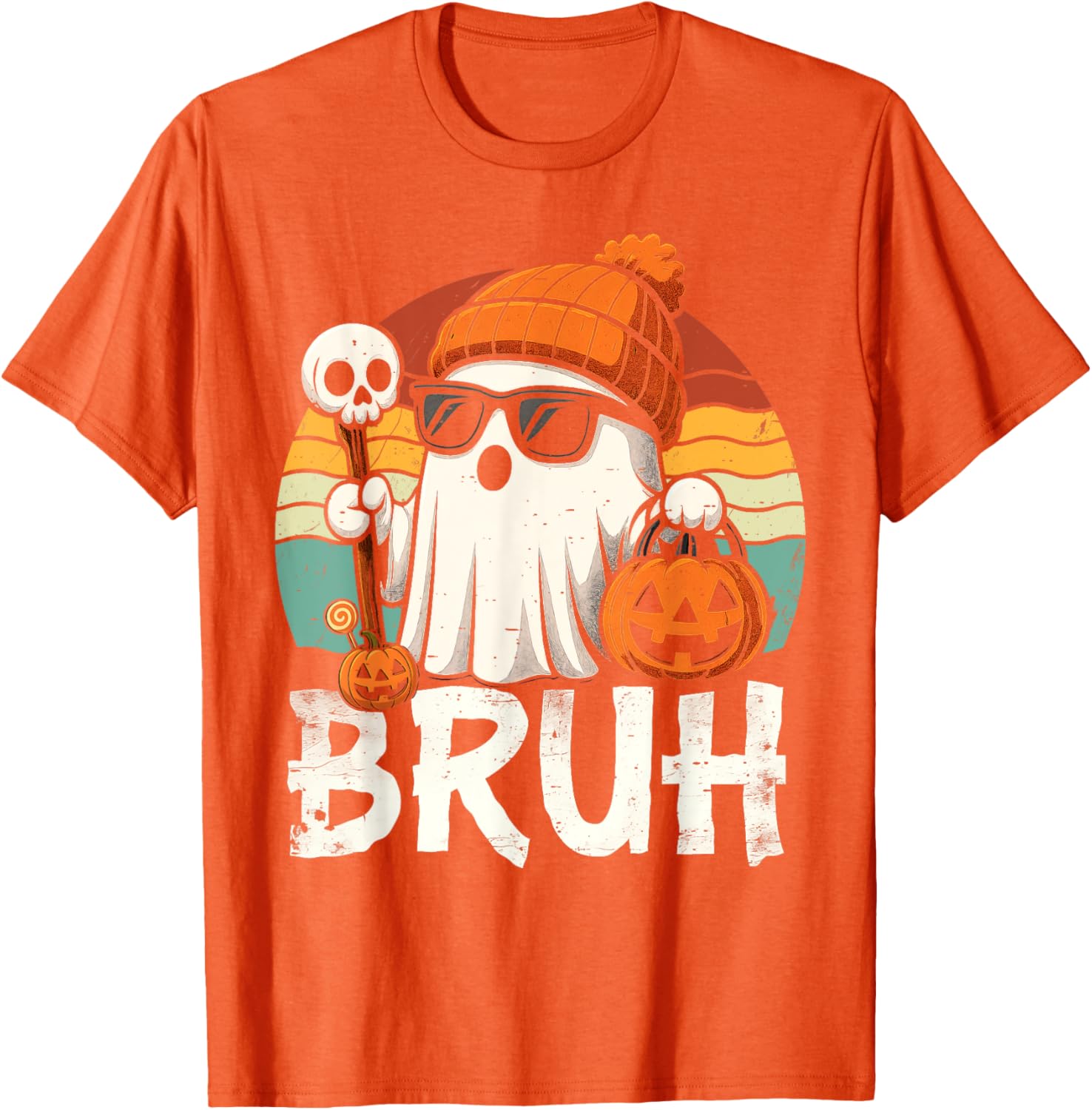 Cute Bruh Ghost Trick or Treat Kids T-Shirt for Halloween Fun - 19