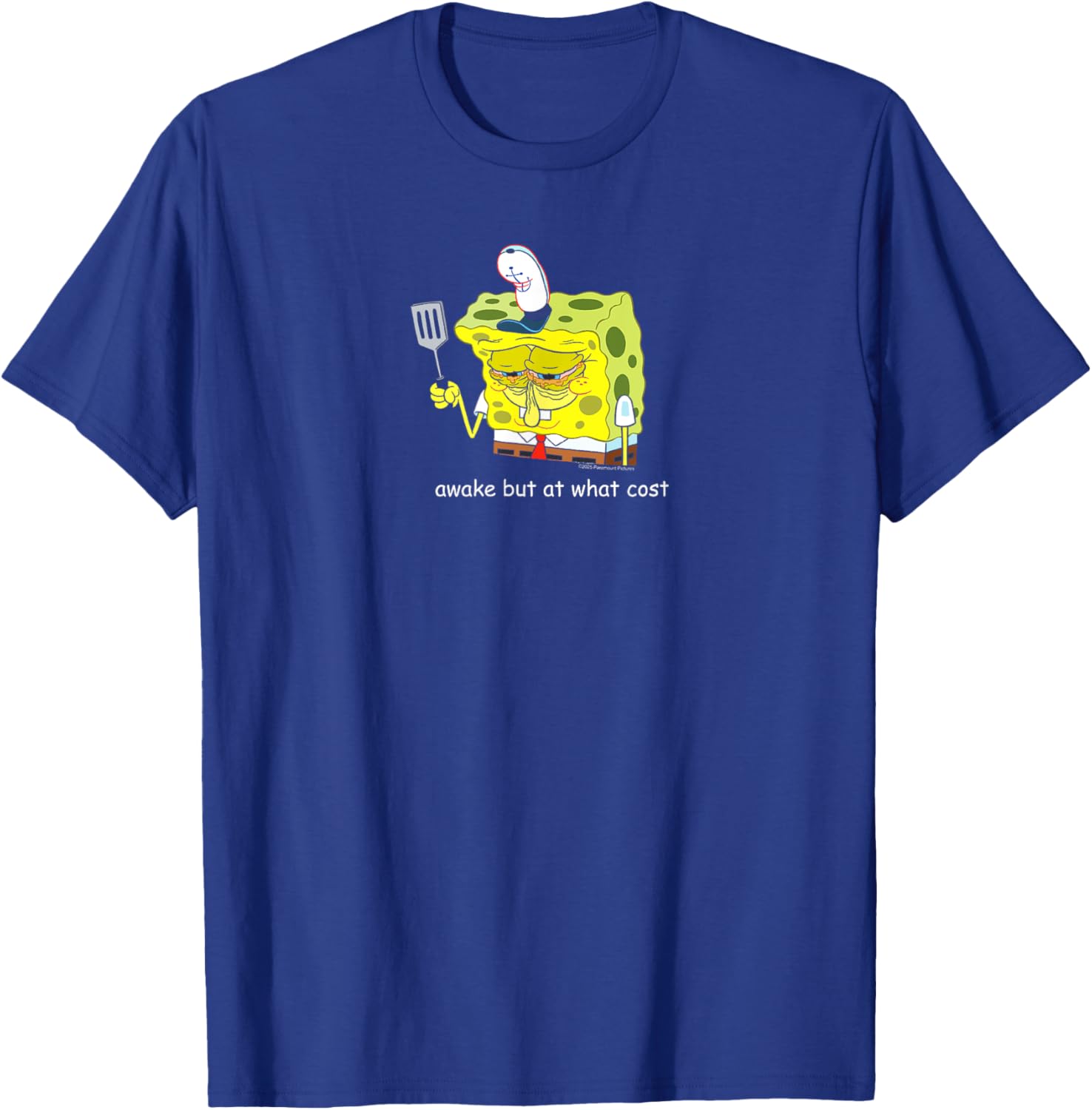 SpongeBob SquarePants Meme T-Shirt Awake But At What Cost Fun Apparel - 1